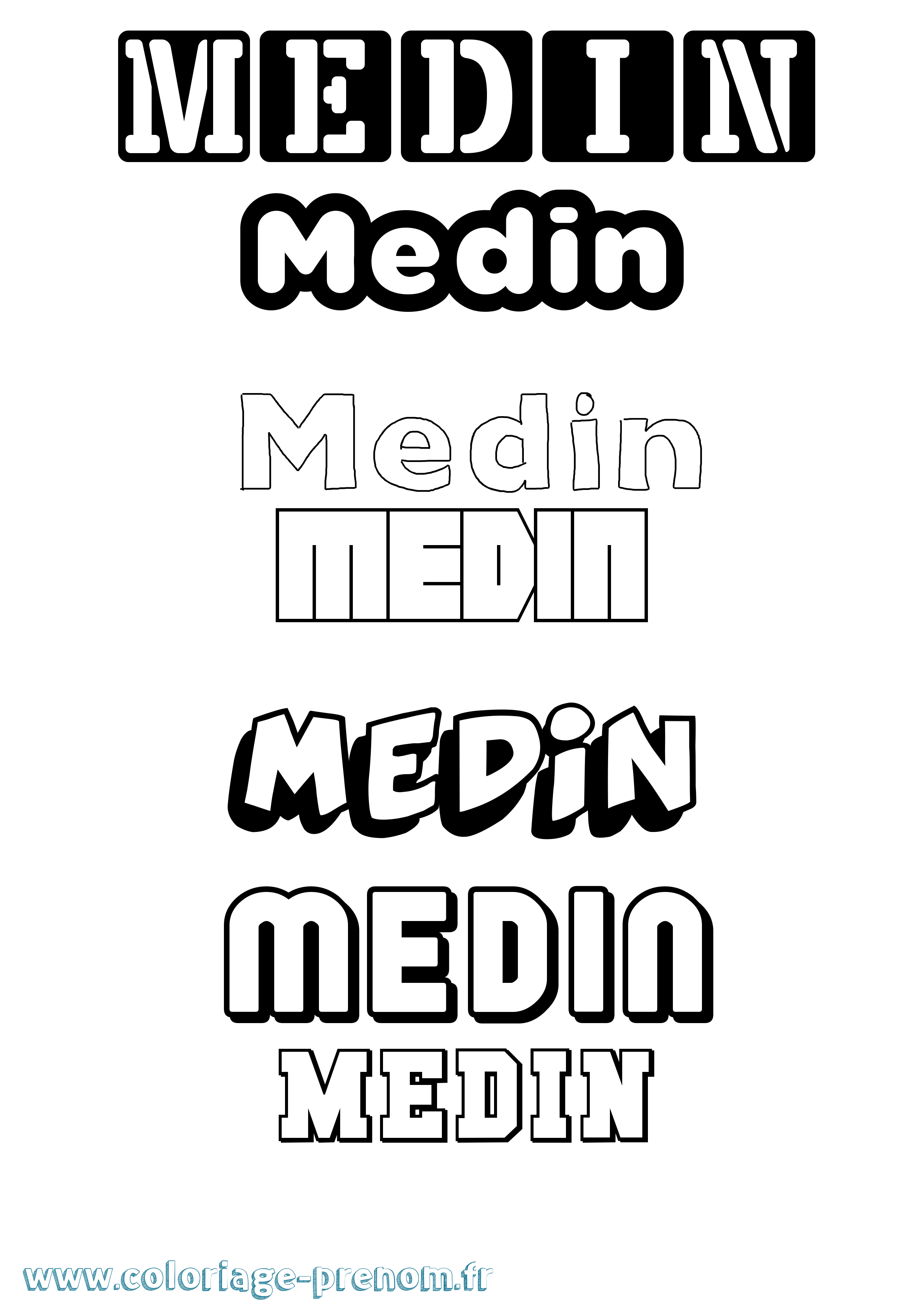 Coloriage prénom Medin Simple
