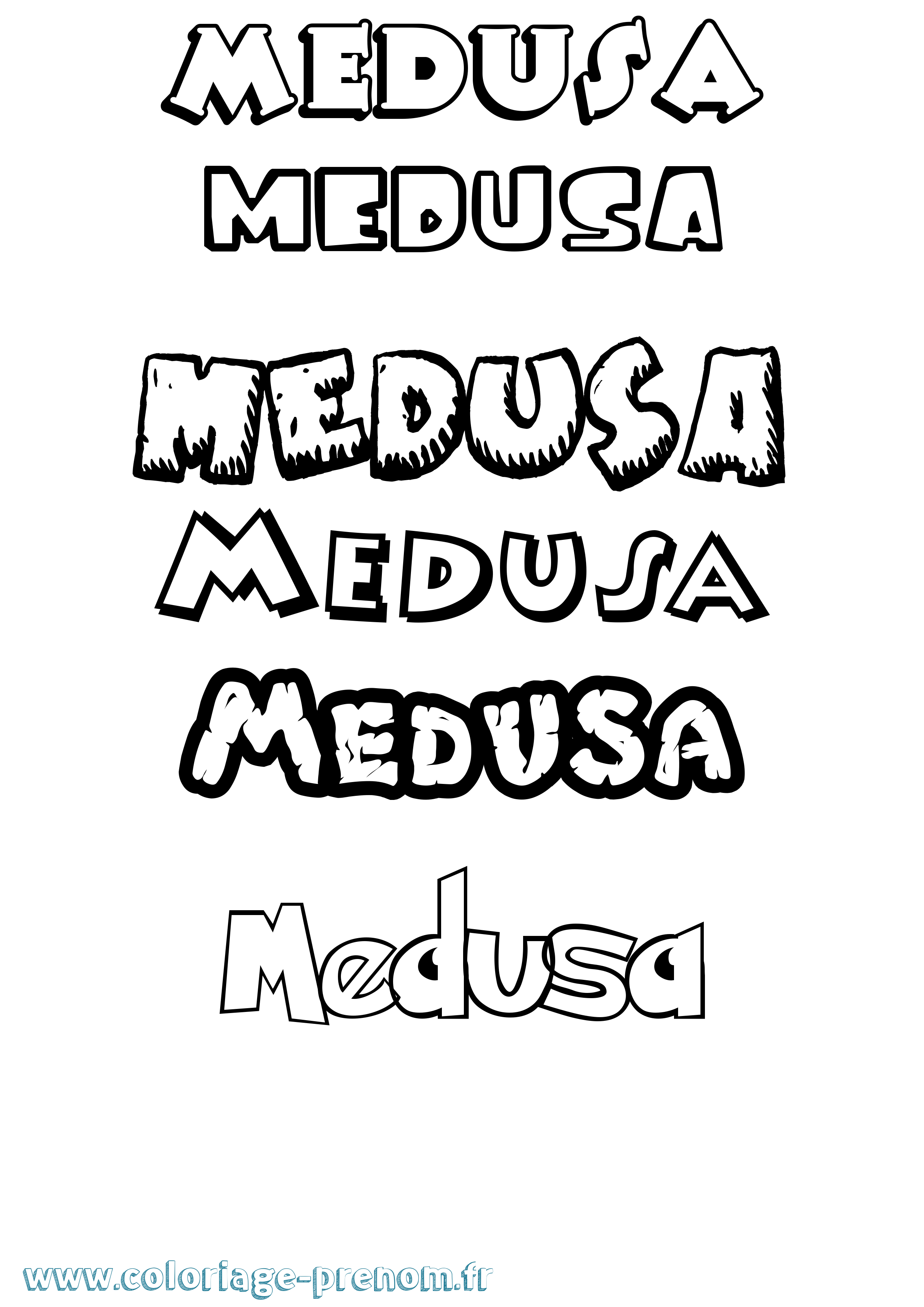 Coloriage prénom Medusa Dessin Animé