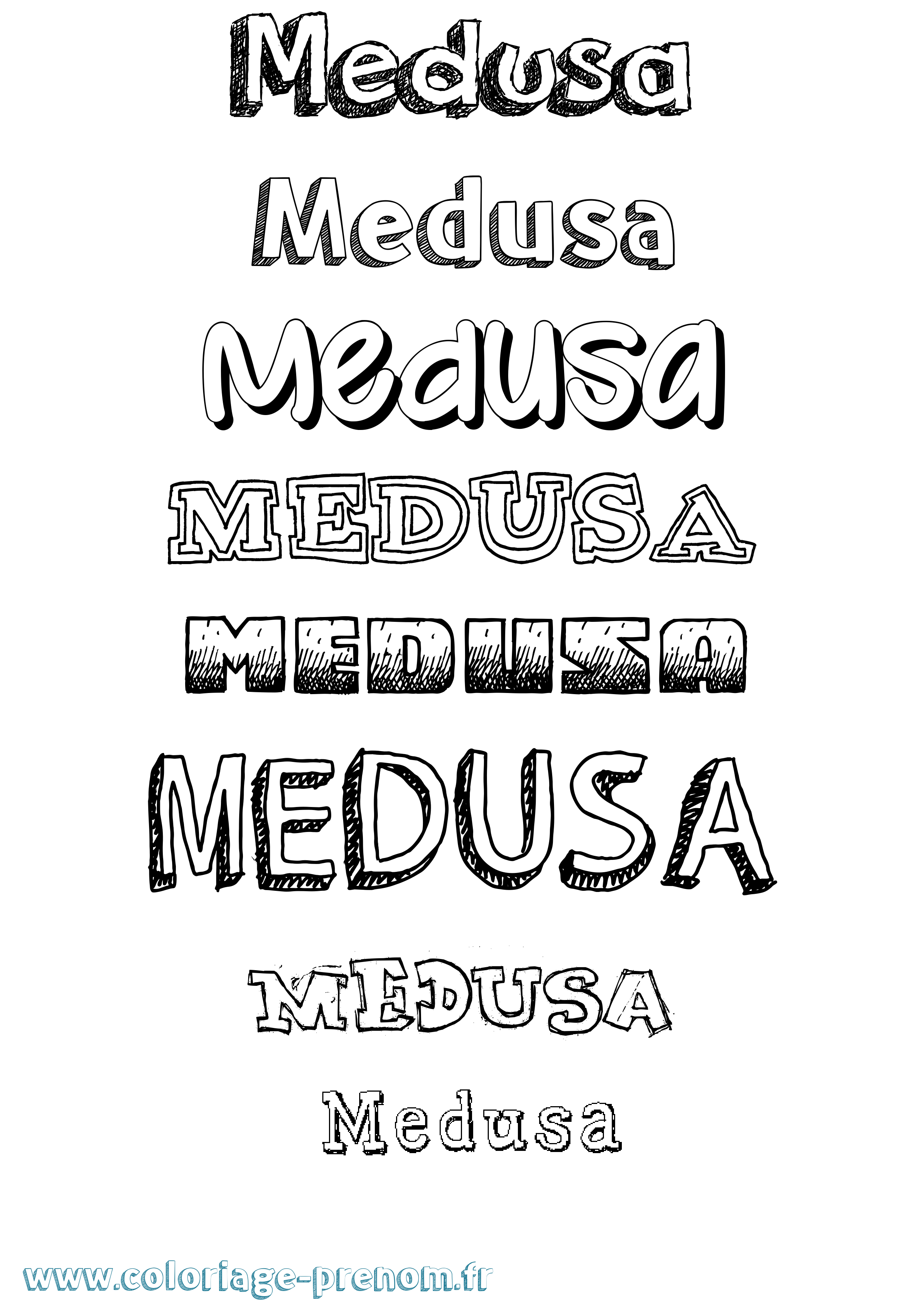 Coloriage prénom Medusa Dessiné