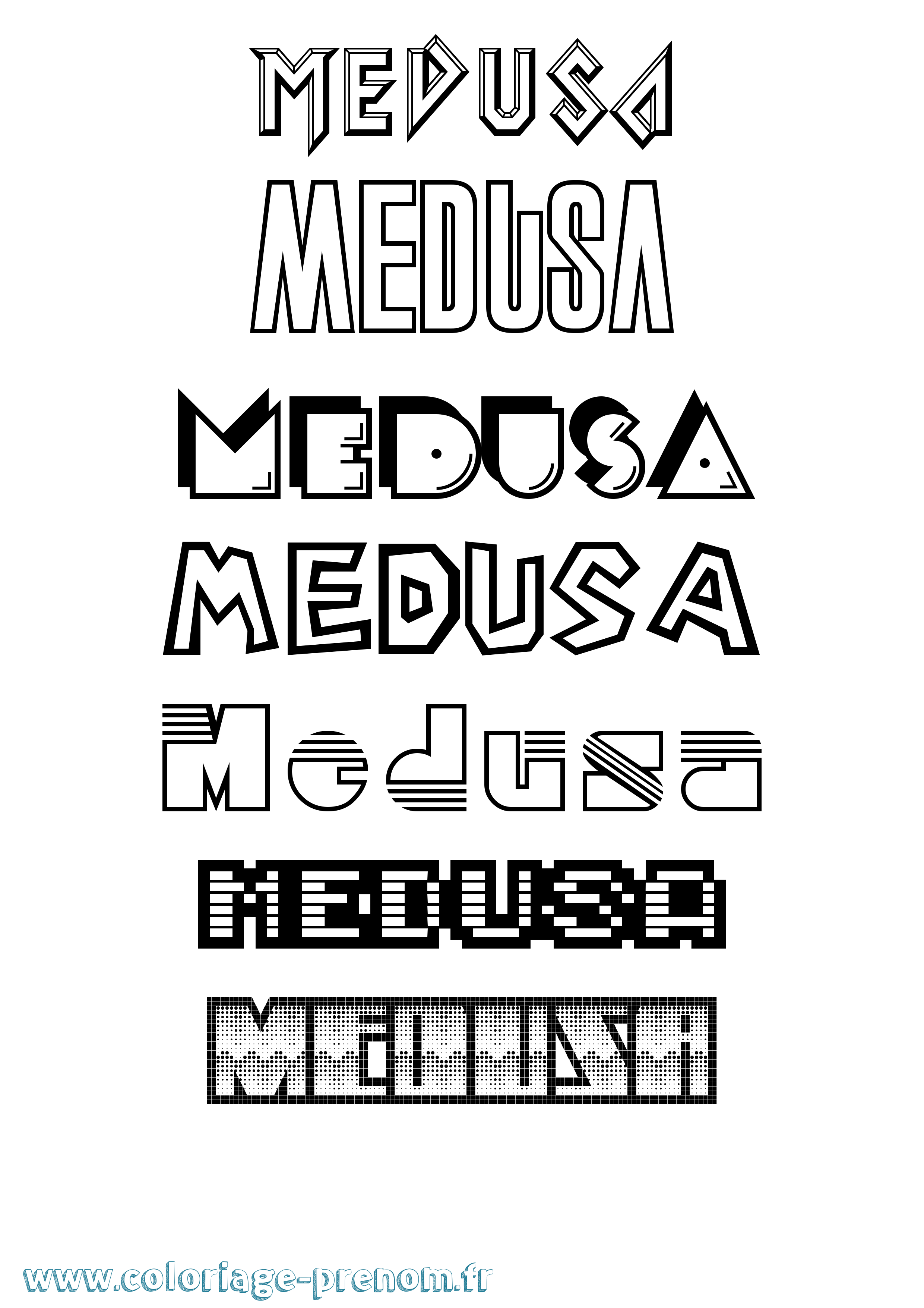 Coloriage prénom Medusa Jeux Vidéos