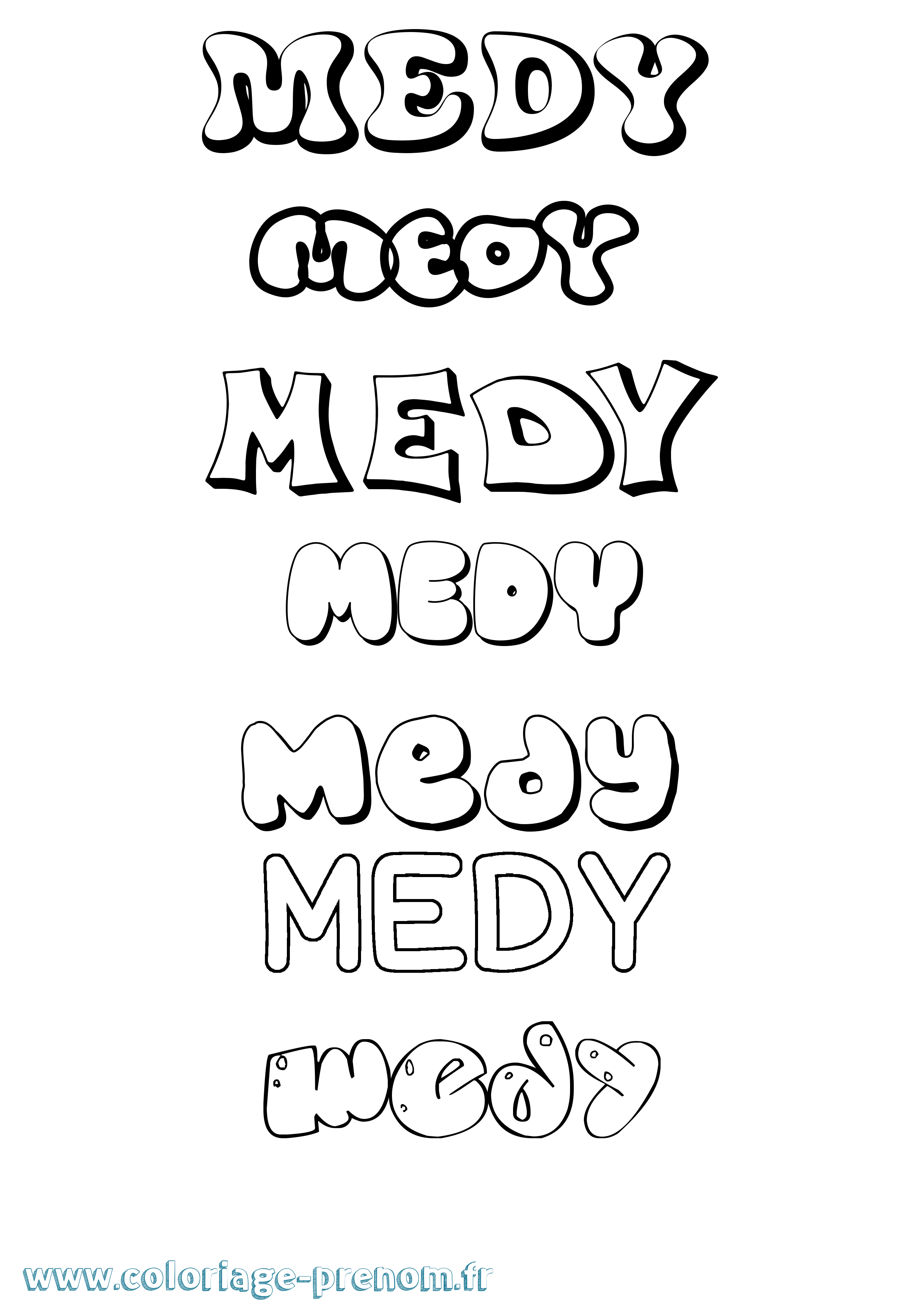 Coloriage prénom Medy Bubble
