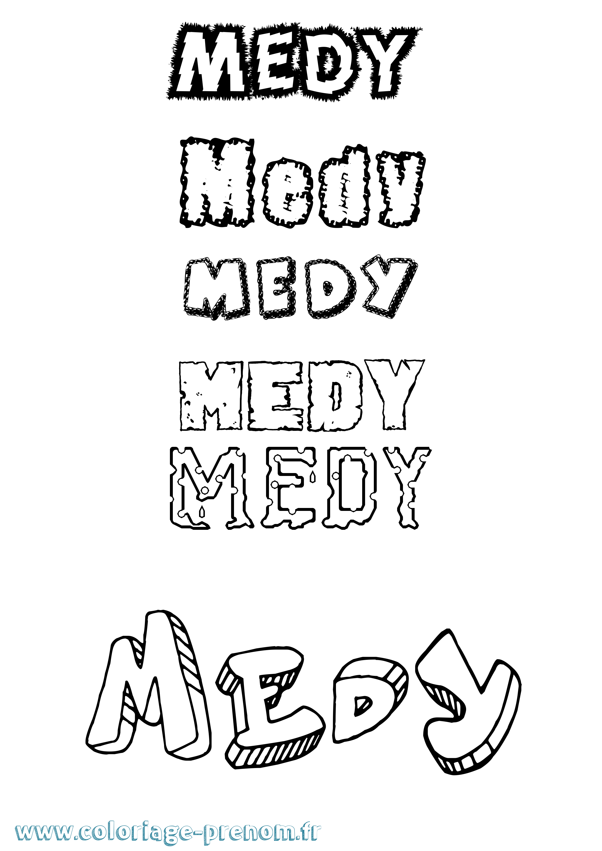 Coloriage prénom Medy Destructuré