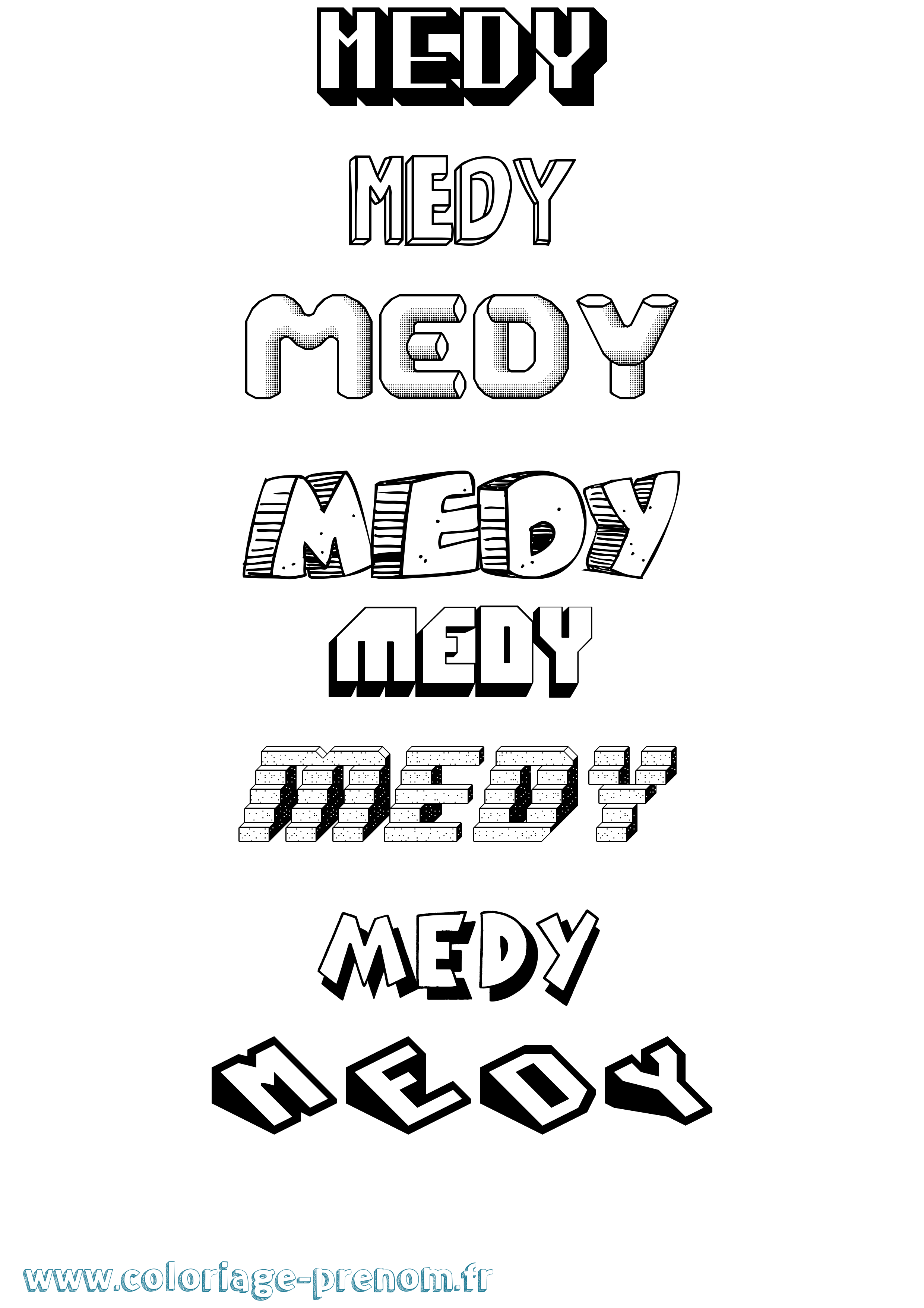 Coloriage prénom Medy Effet 3D