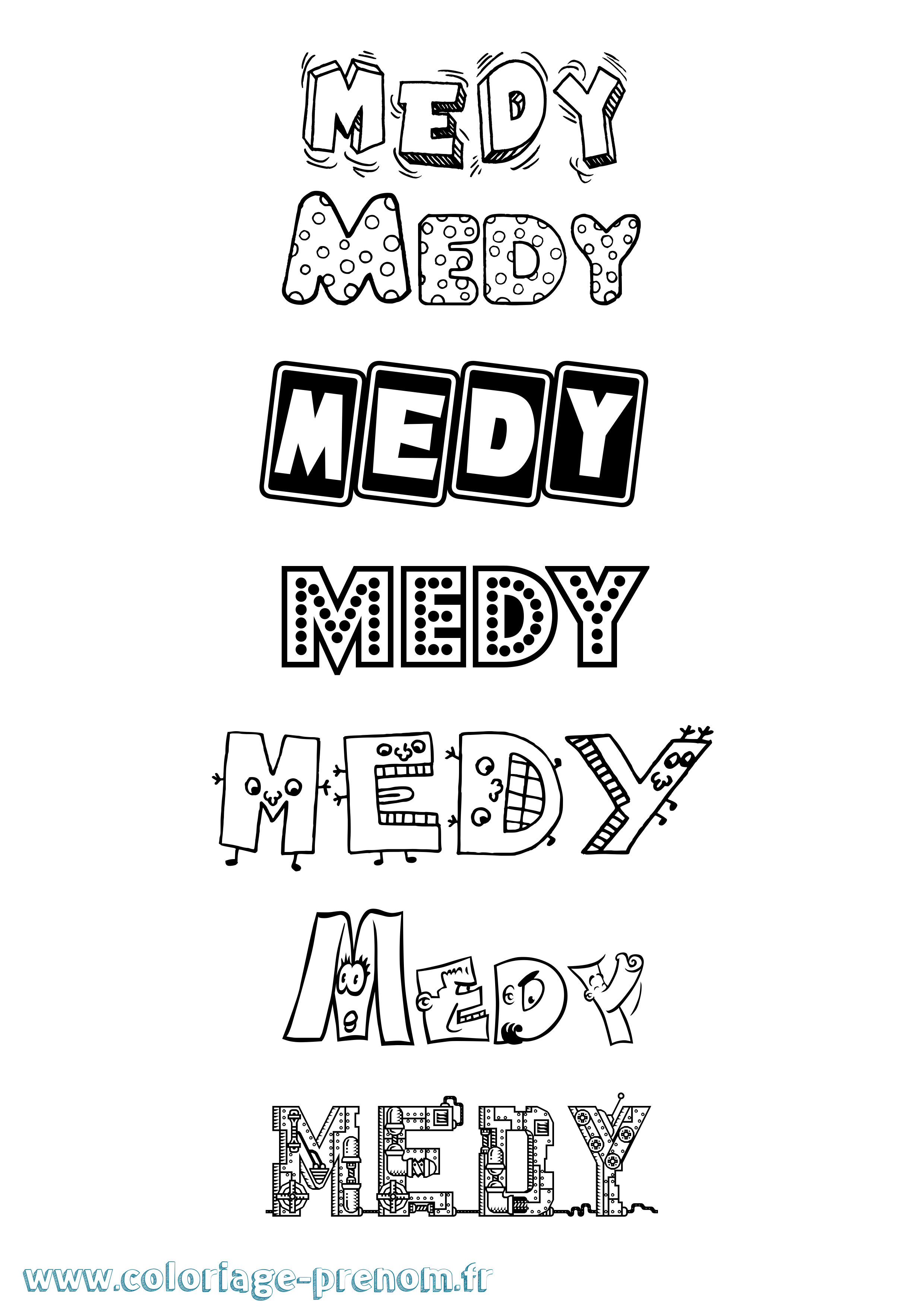 Coloriage prénom Medy Fun