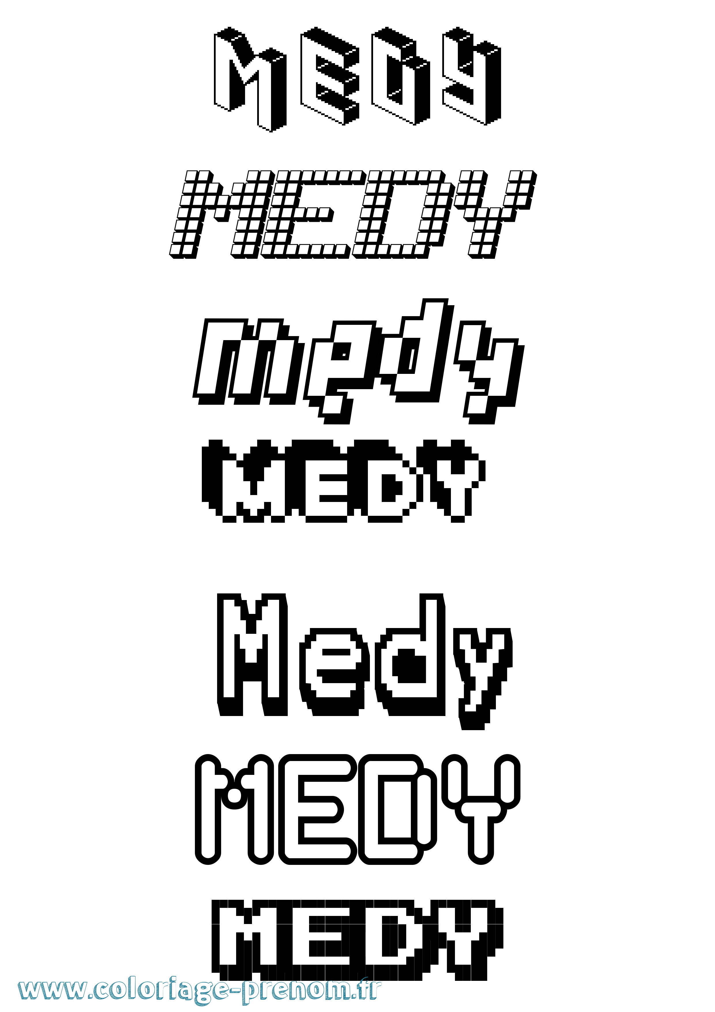 Coloriage prénom Medy Pixel