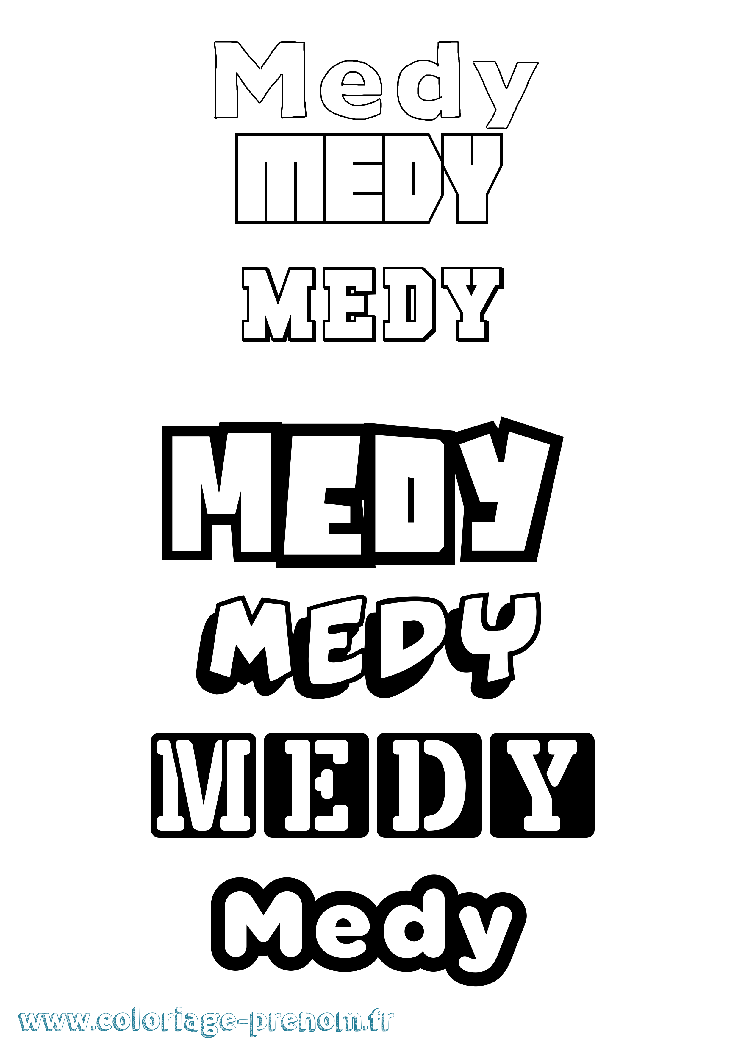 Coloriage prénom Medy Simple