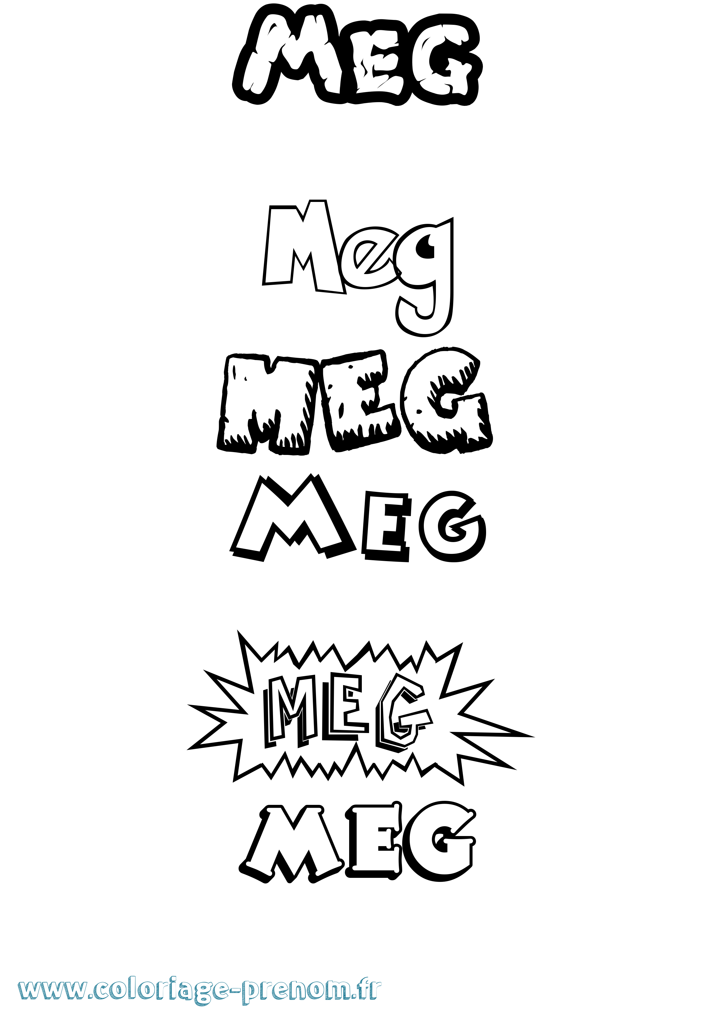 Coloriage prénom Meg Dessin Animé