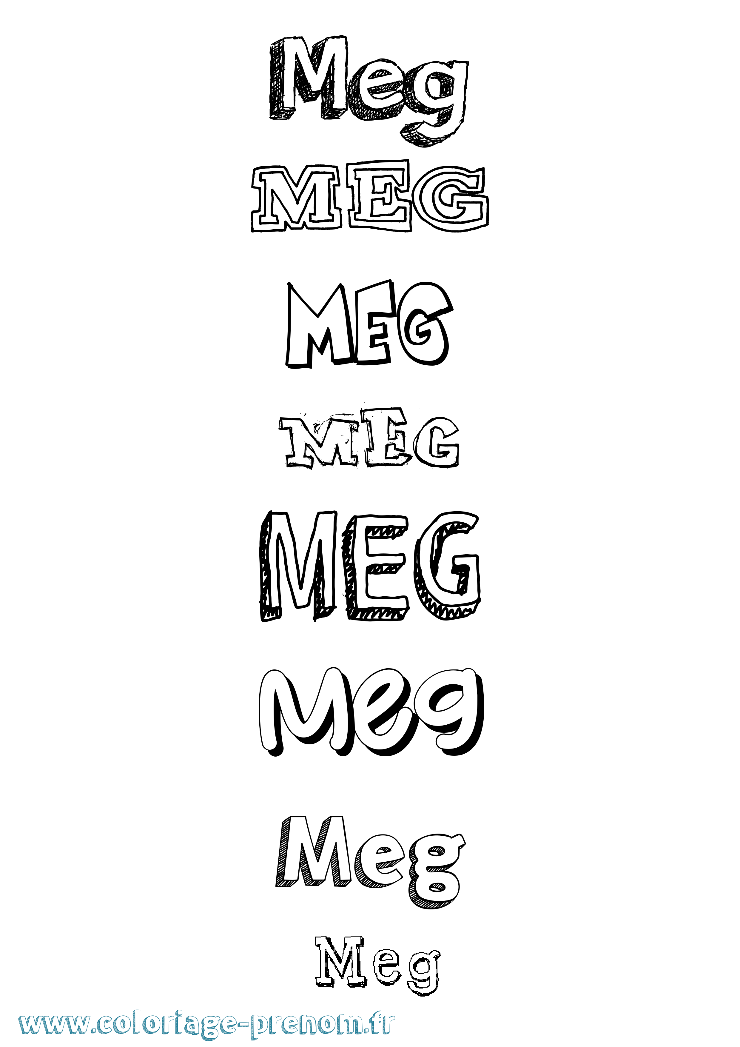 Coloriage prénom Meg Dessiné