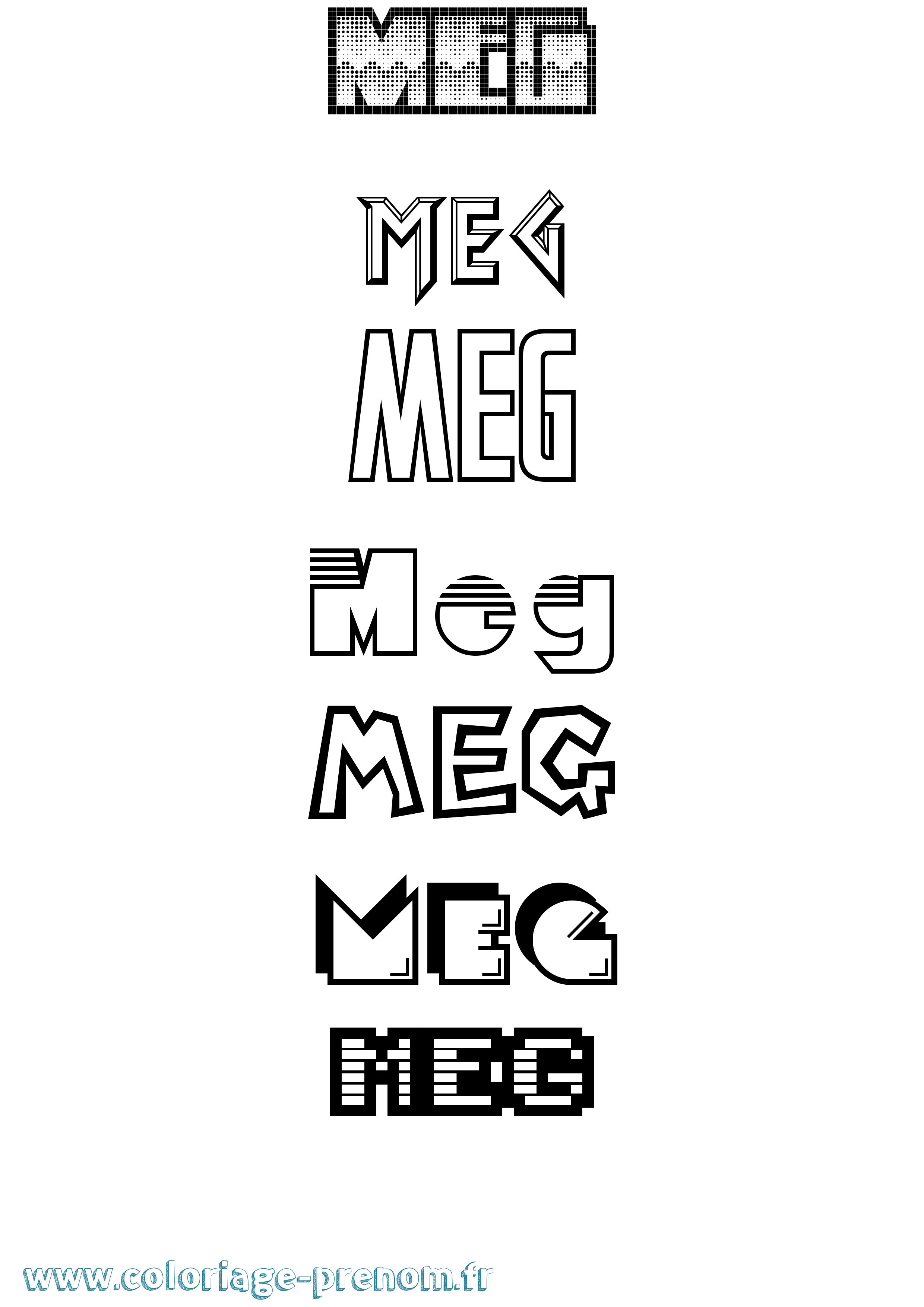 Coloriage prénom Meg Jeux Vidéos