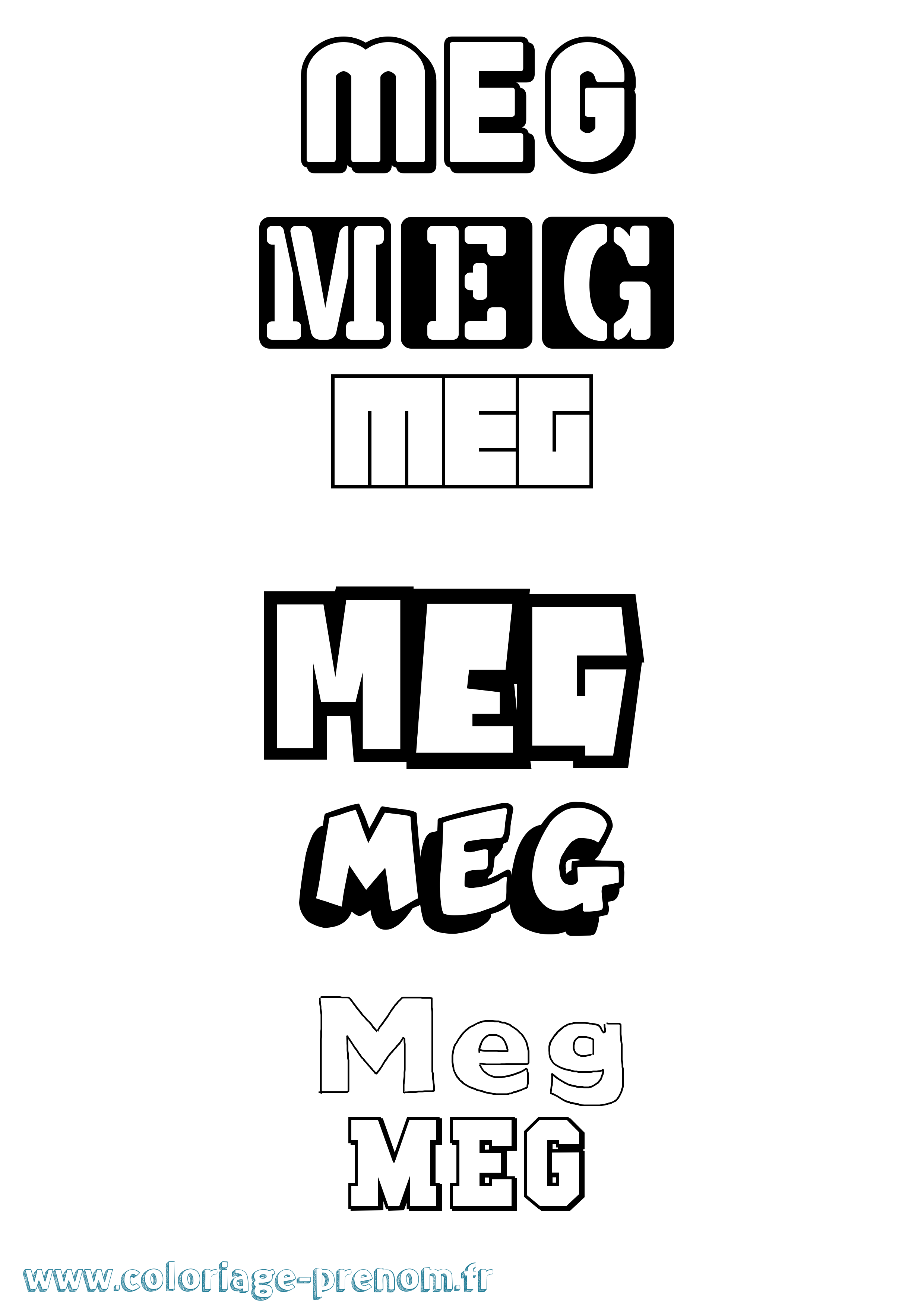 Coloriage prénom Meg Simple