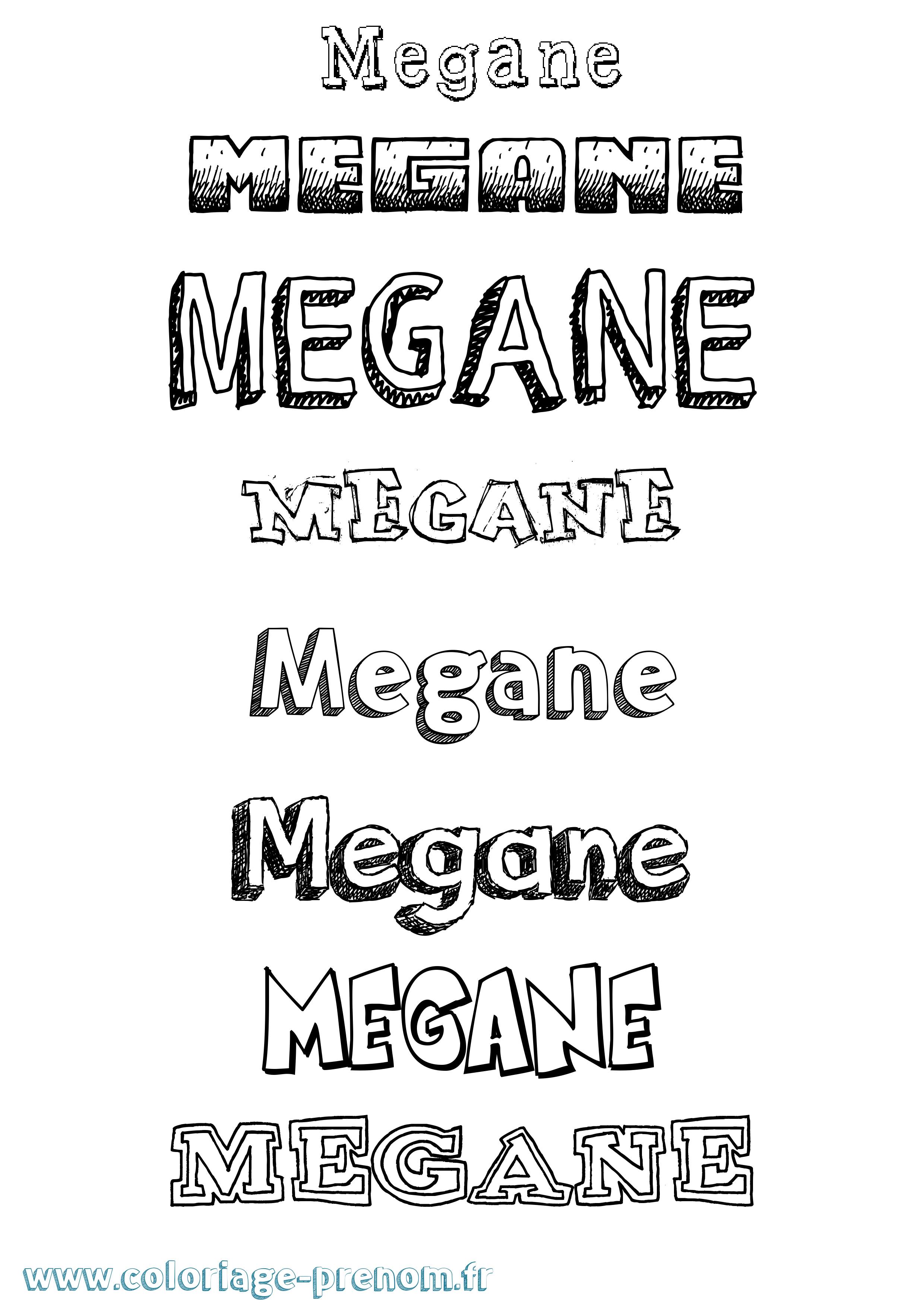 Coloriage prénom Megane Dessiné