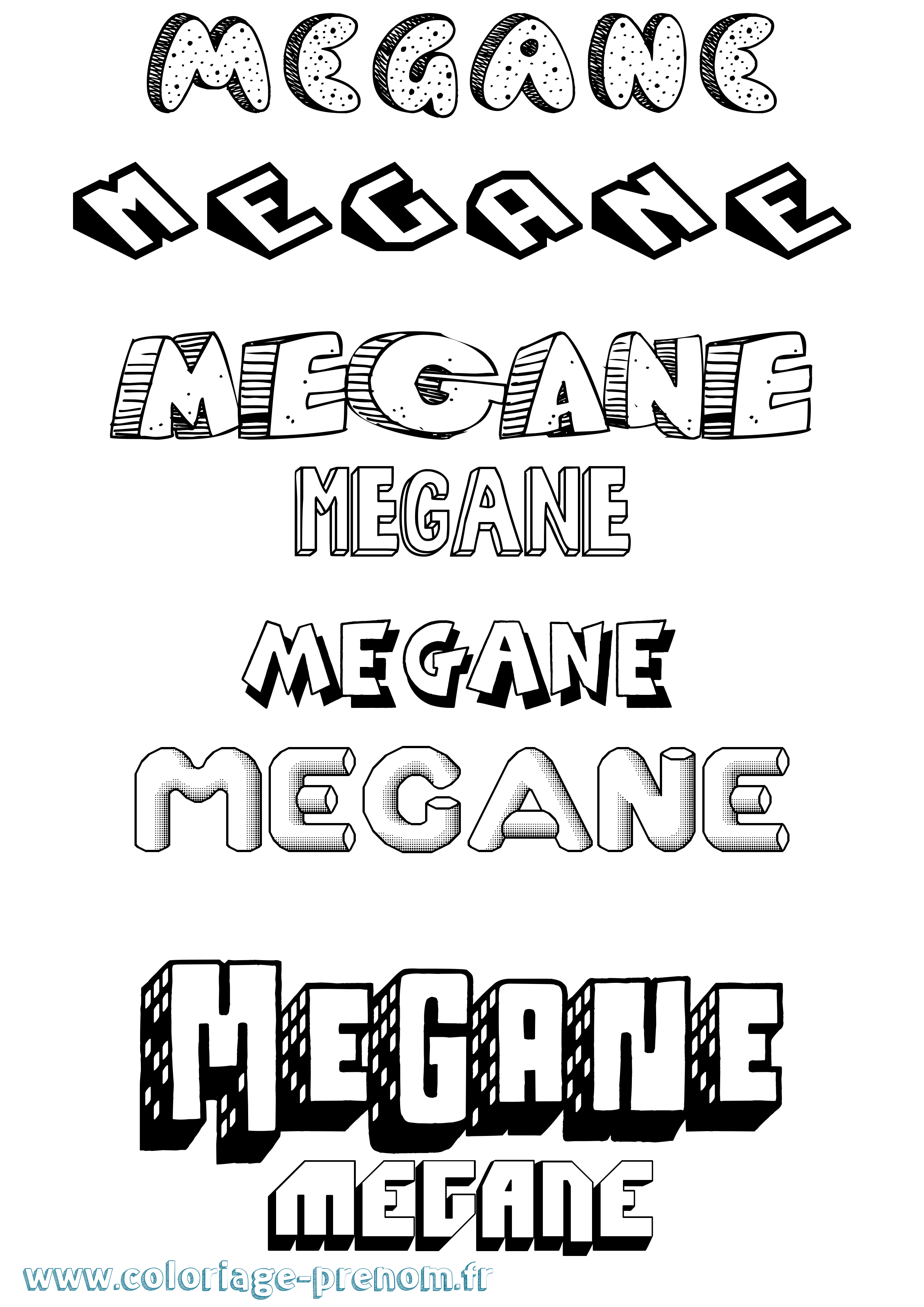 Coloriage prénom Megane Effet 3D