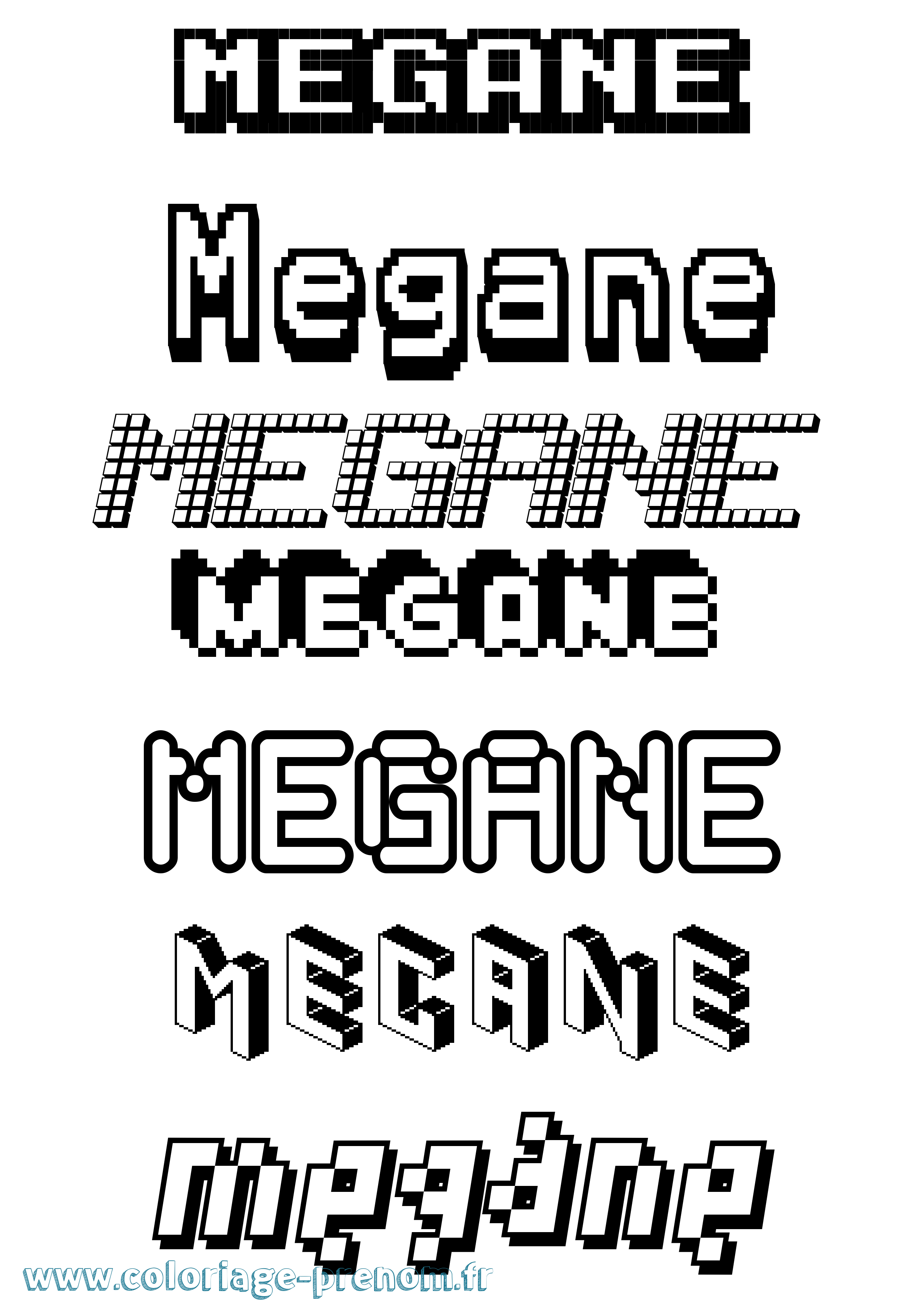 Coloriage prénom Megane Pixel