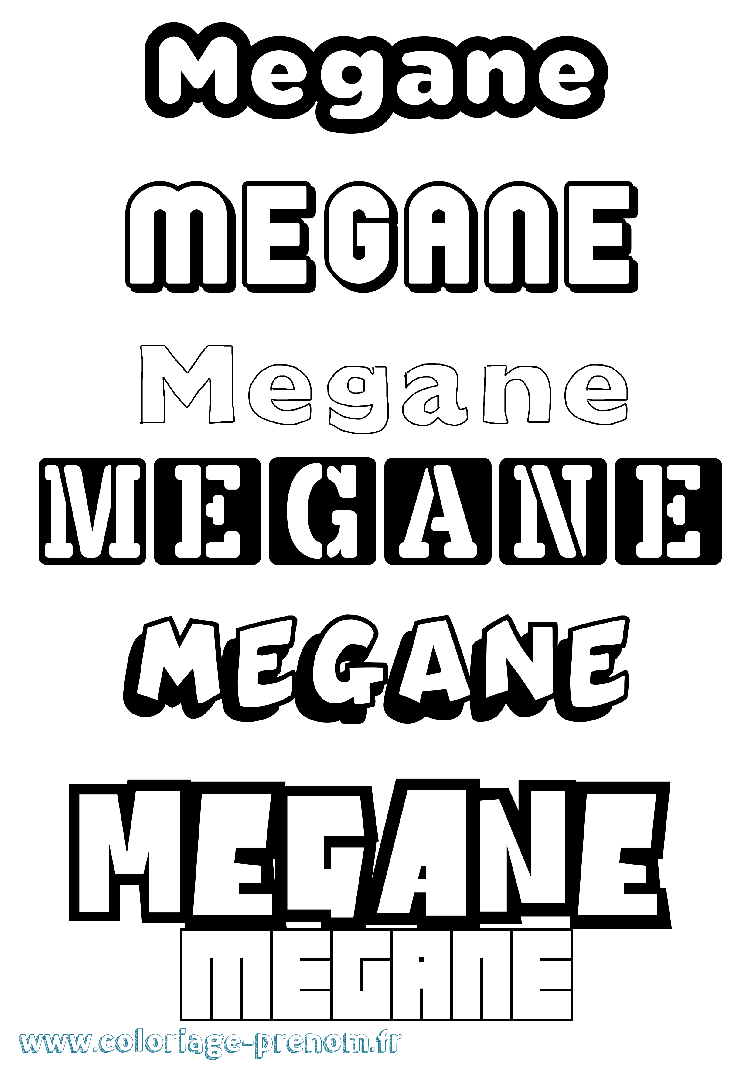 Coloriage prénom Megane Simple