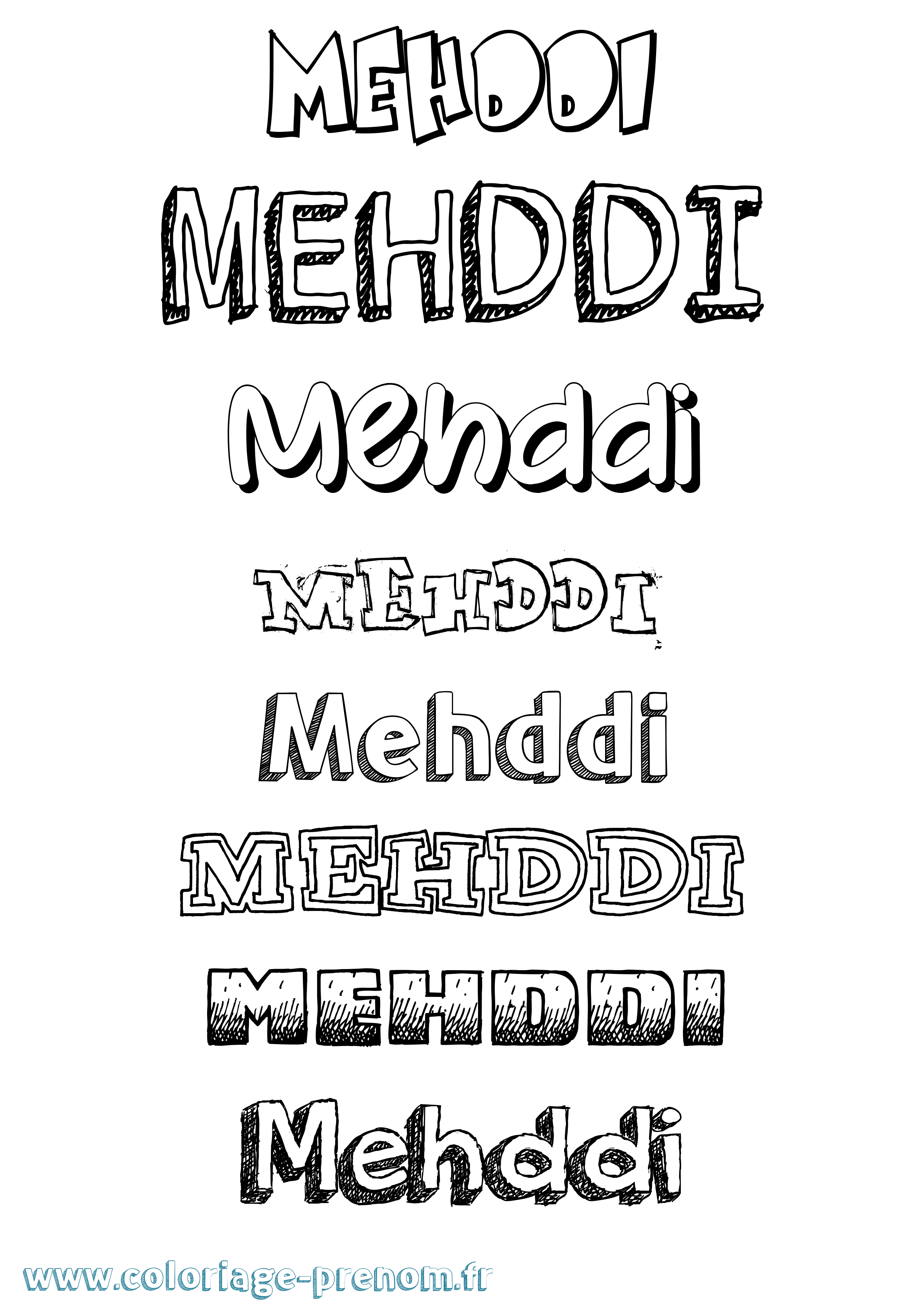 Coloriage prénom Mehddi Dessiné