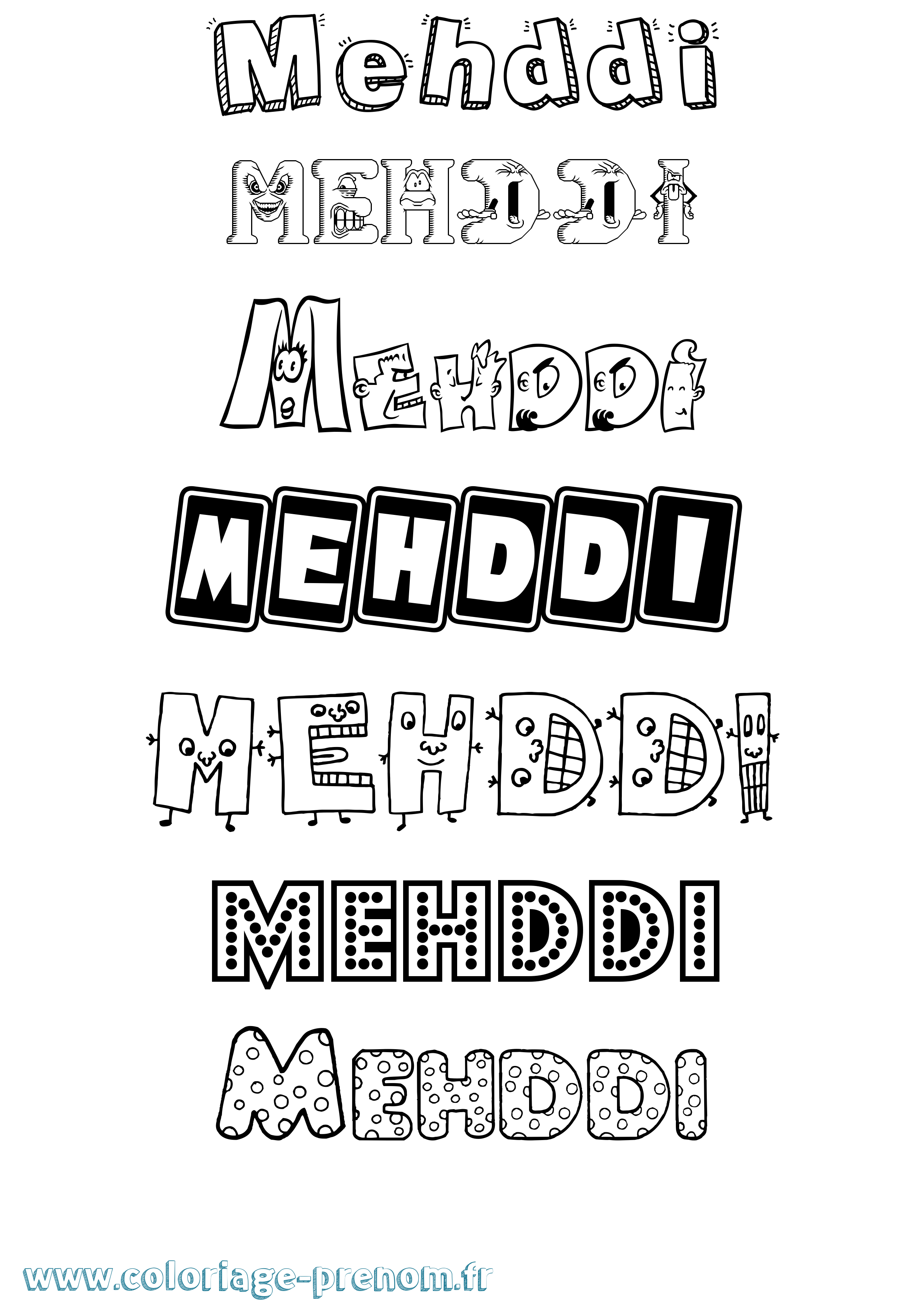 Coloriage prénom Mehddi Fun