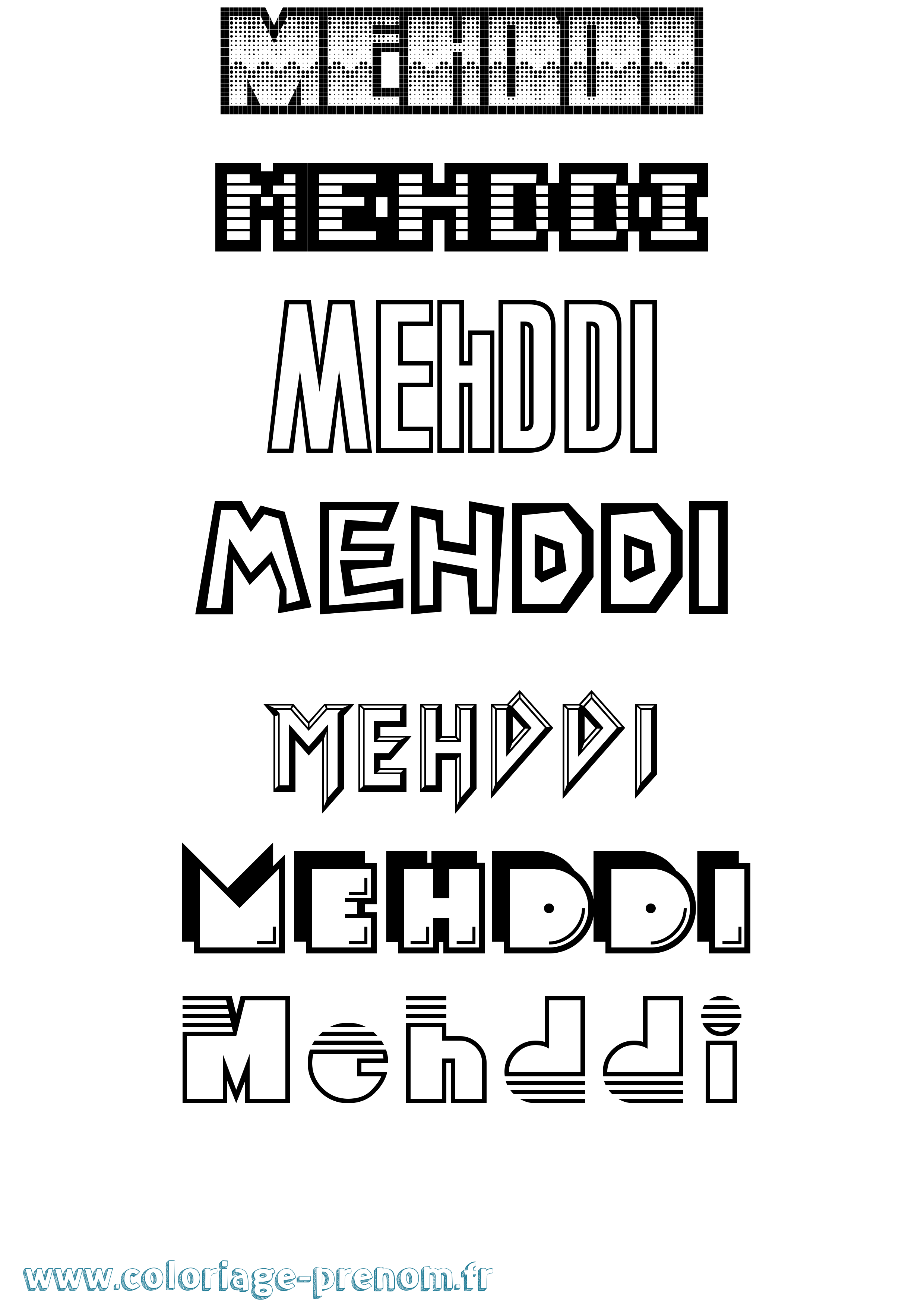 Coloriage prénom Mehddi Jeux Vidéos