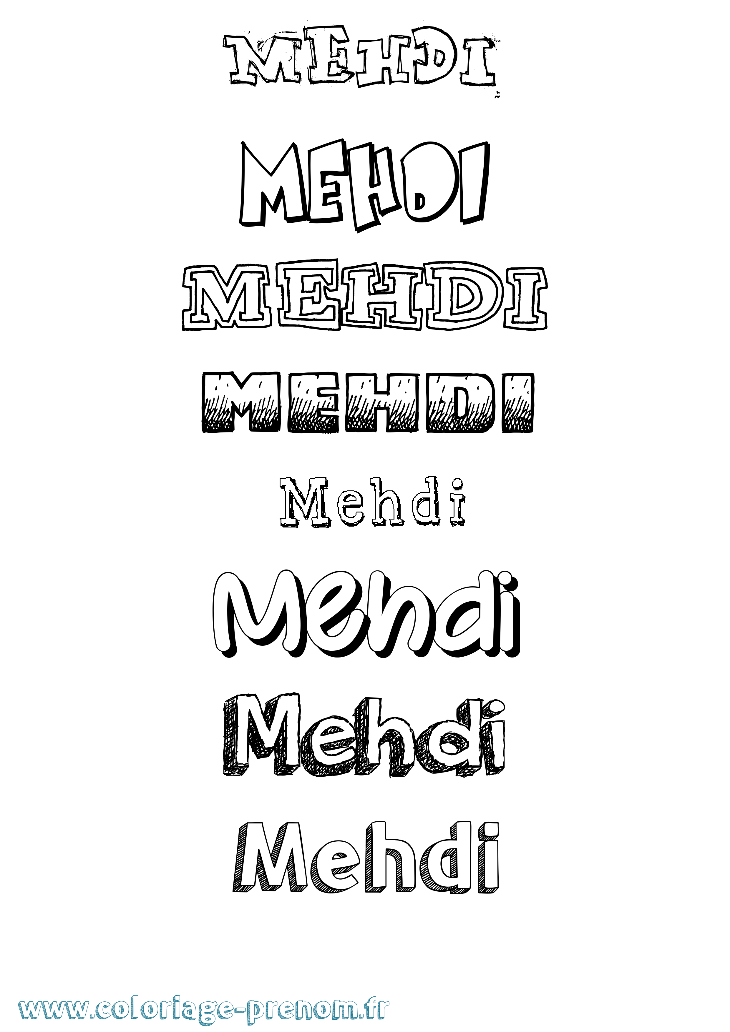 Coloriage prénom Mehdi Dessiné