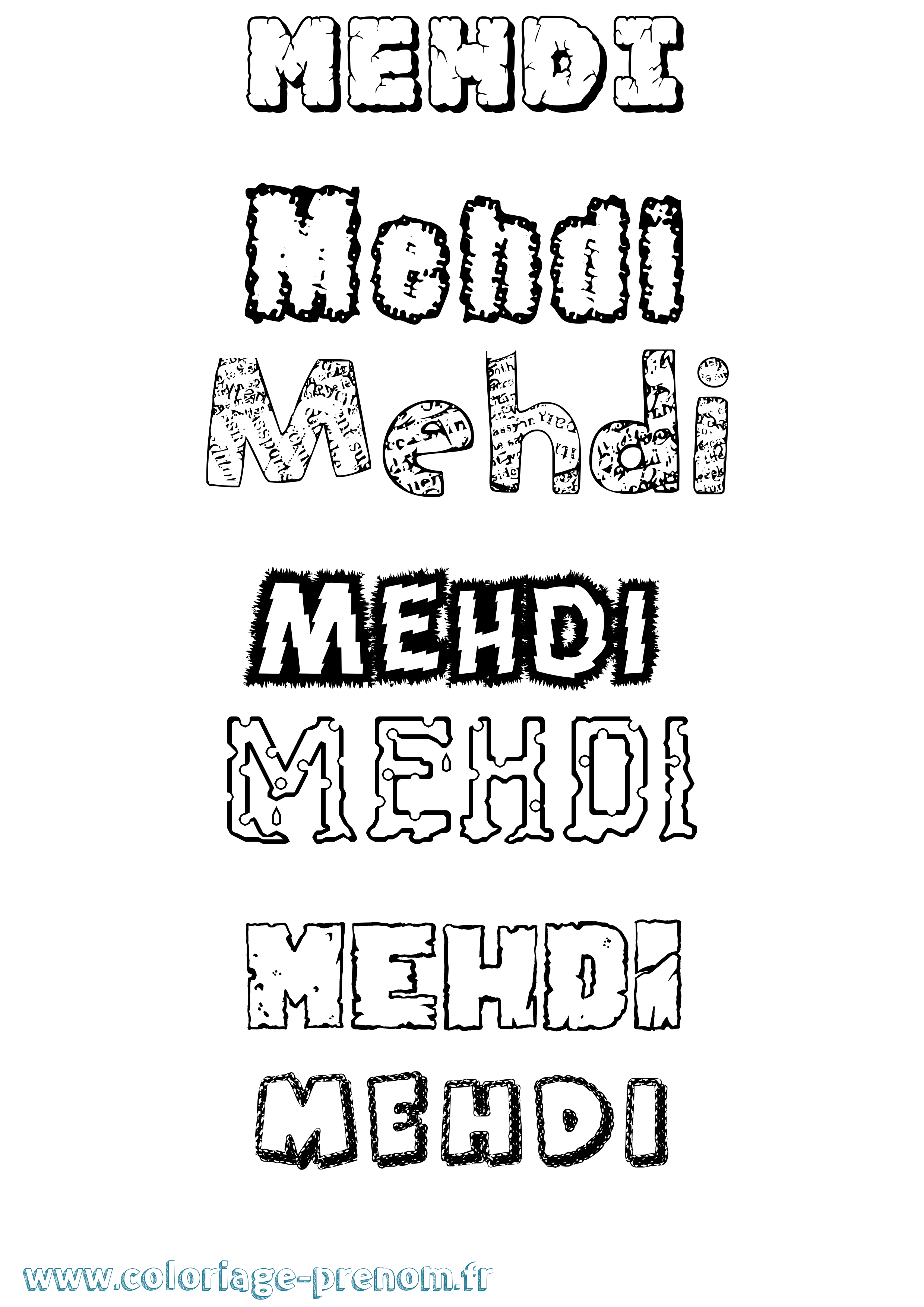 Coloriage prénom Mehdi Destructuré