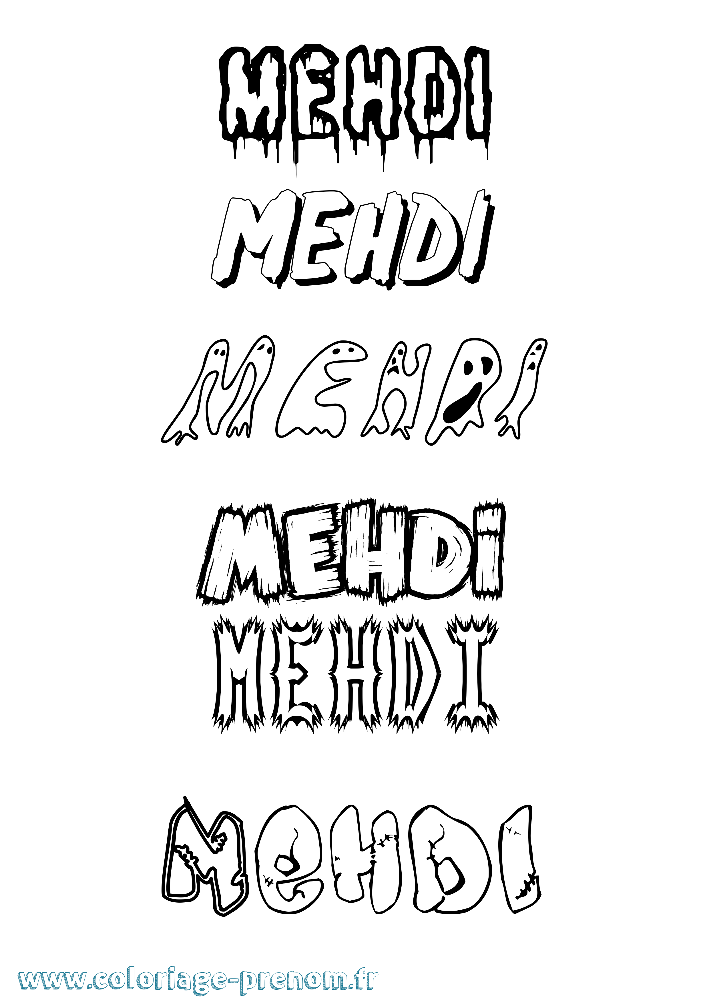 Coloriage prénom Mehdi Frisson