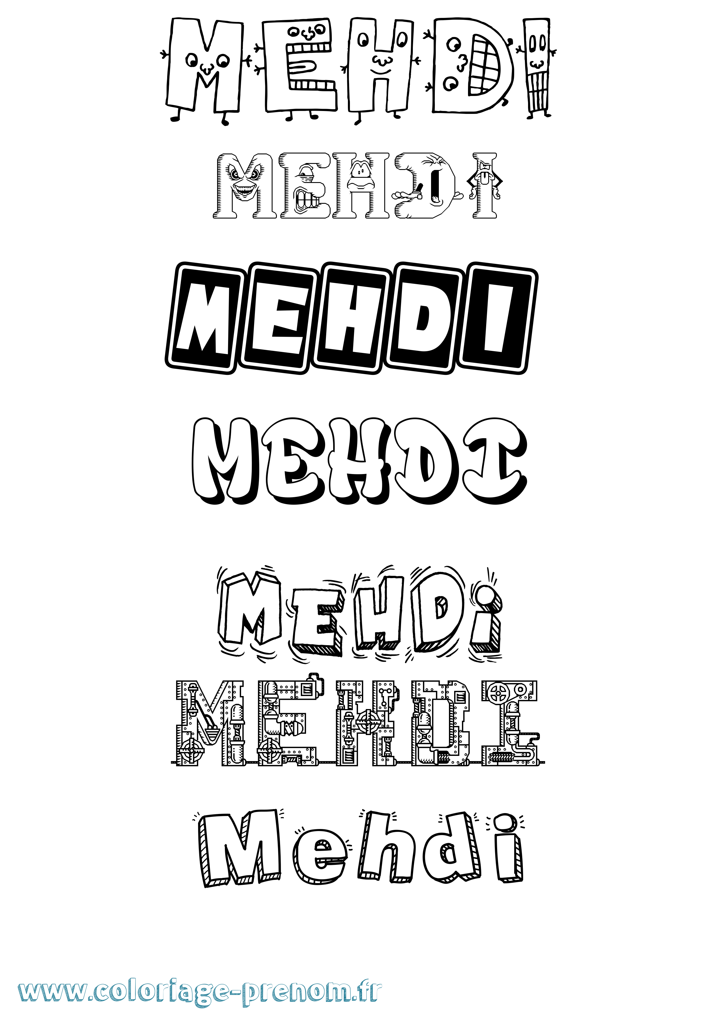 Coloriage prénom Mehdi Fun