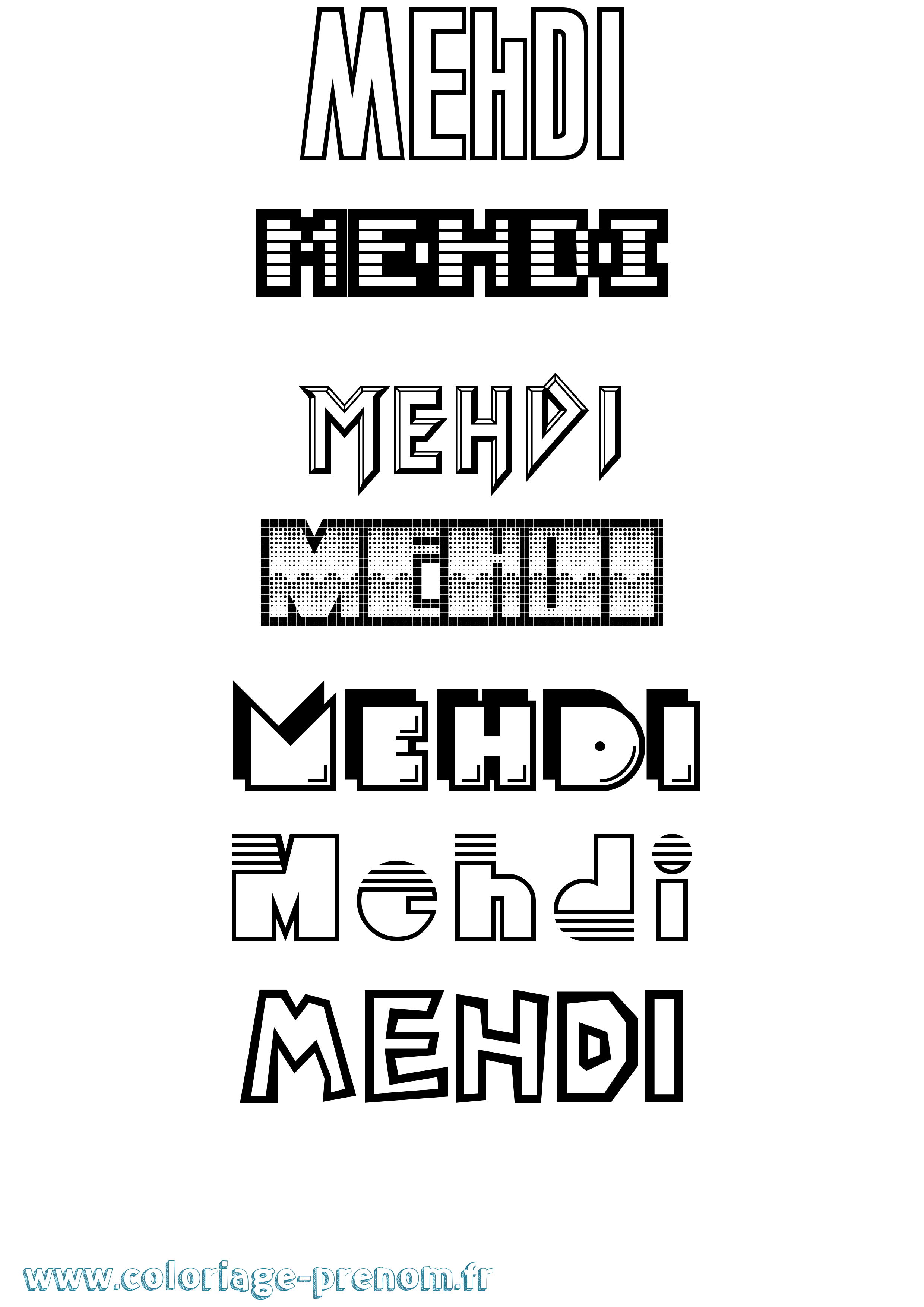 Coloriage prénom Mehdi Jeux Vidéos