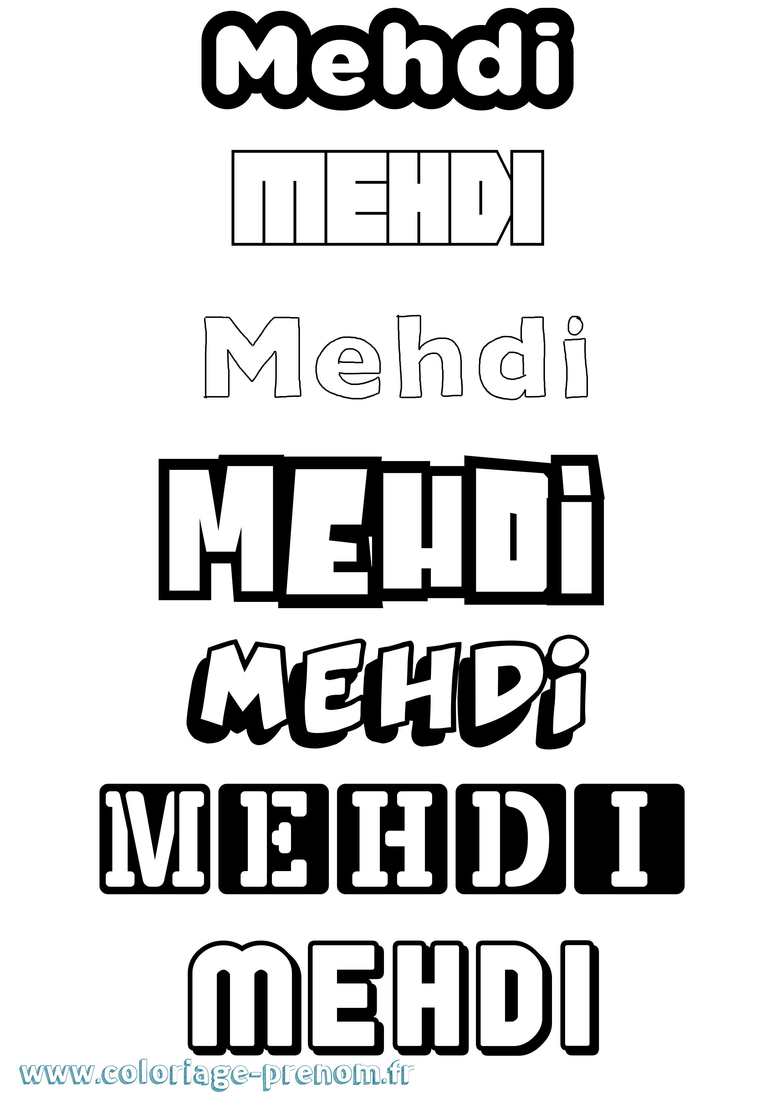 Coloriage prénom Mehdi Simple