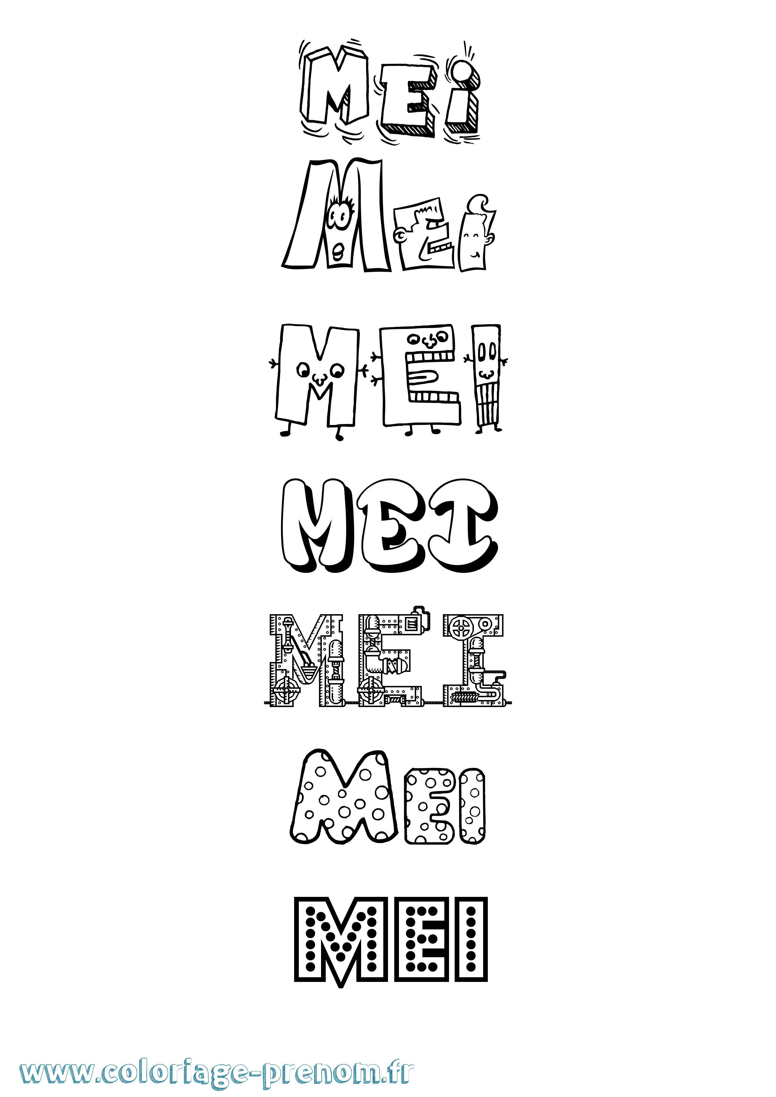 Coloriage prénom Mei Fun