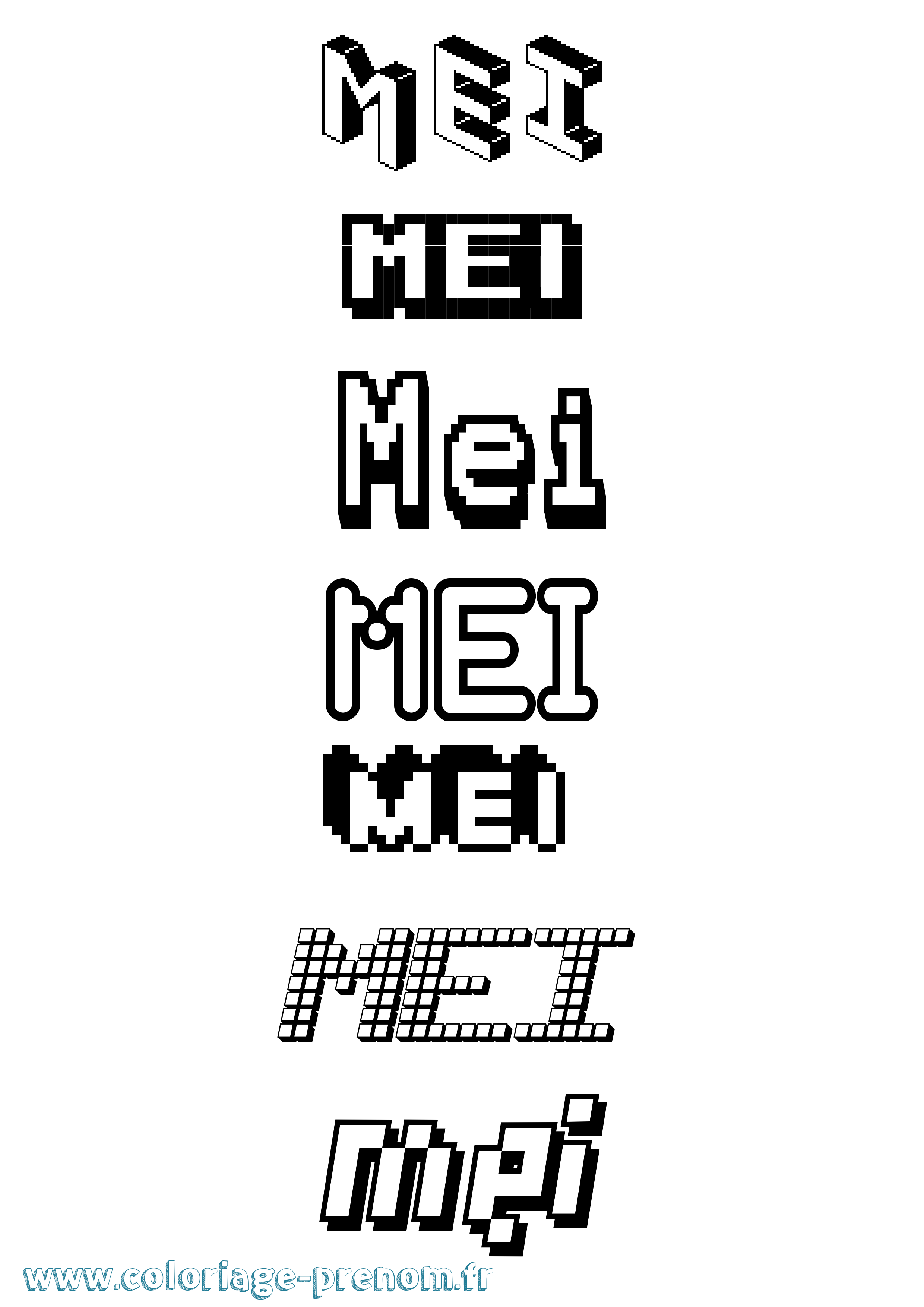 Coloriage prénom Mei Pixel
