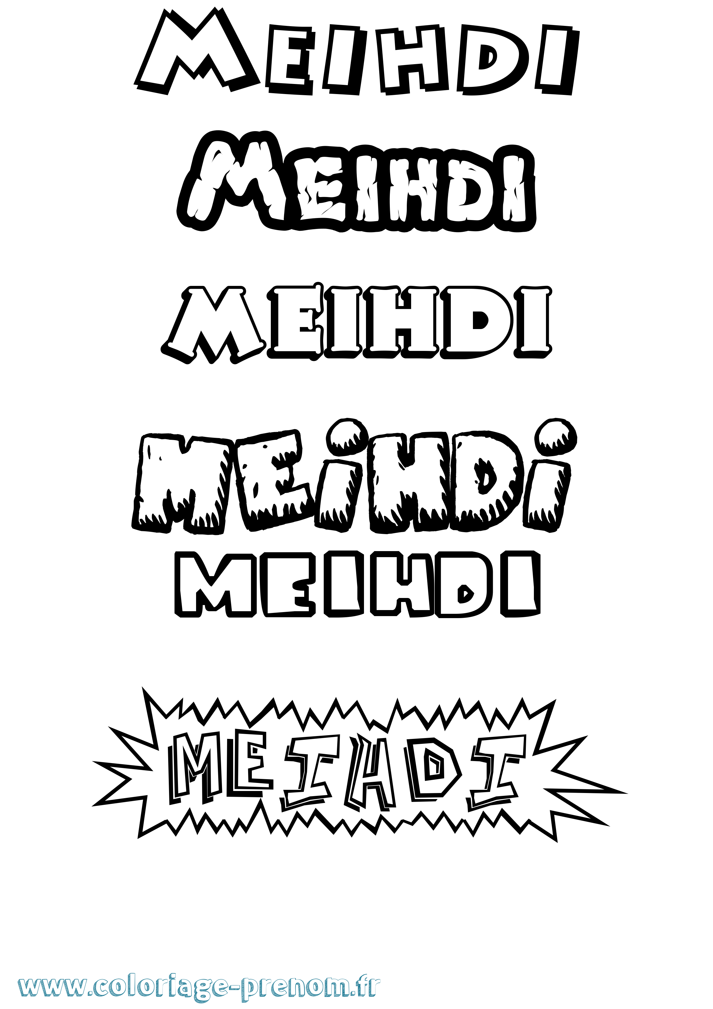 Coloriage prénom Meihdi Dessin Animé