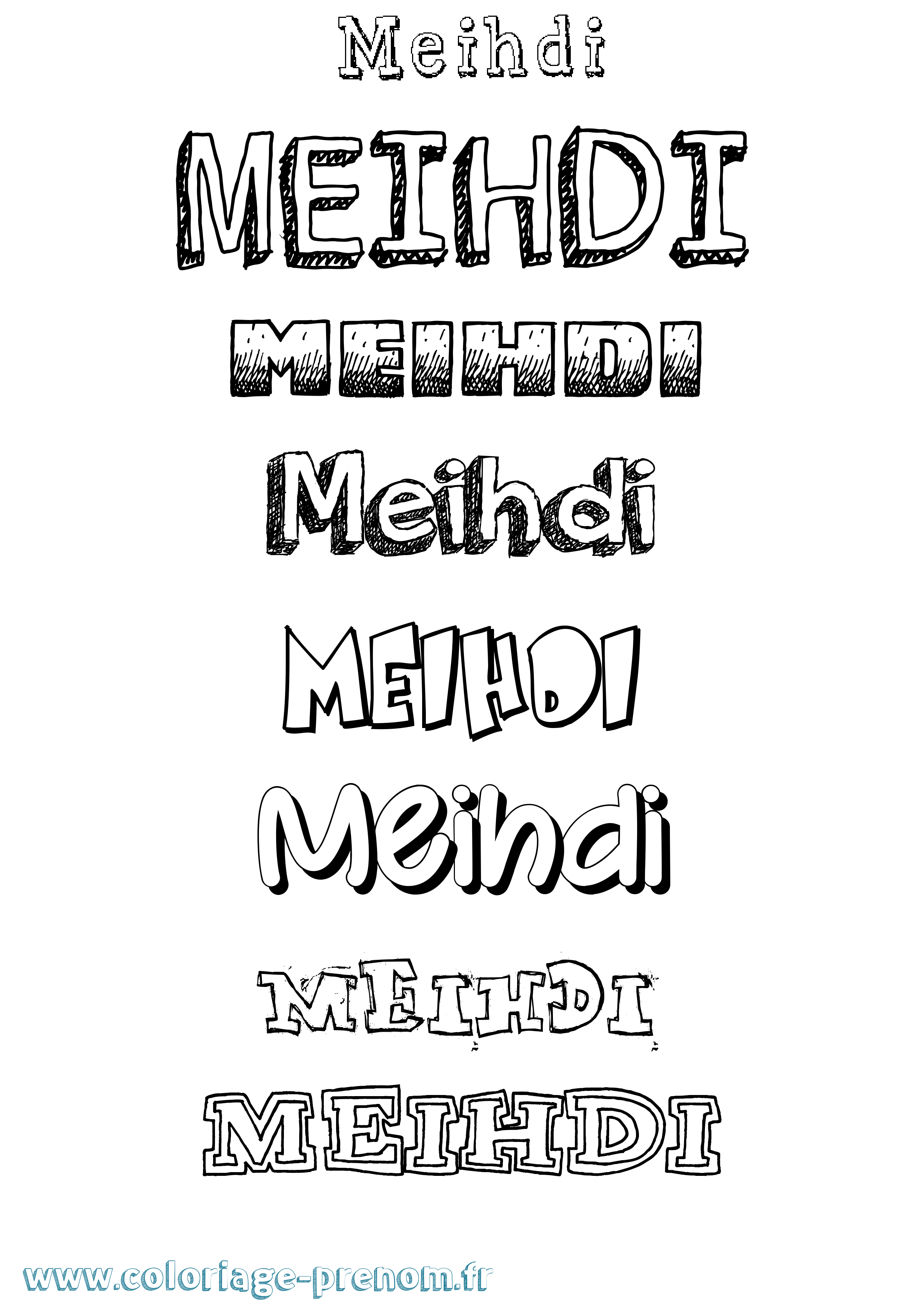 Coloriage prénom Meihdi Dessiné