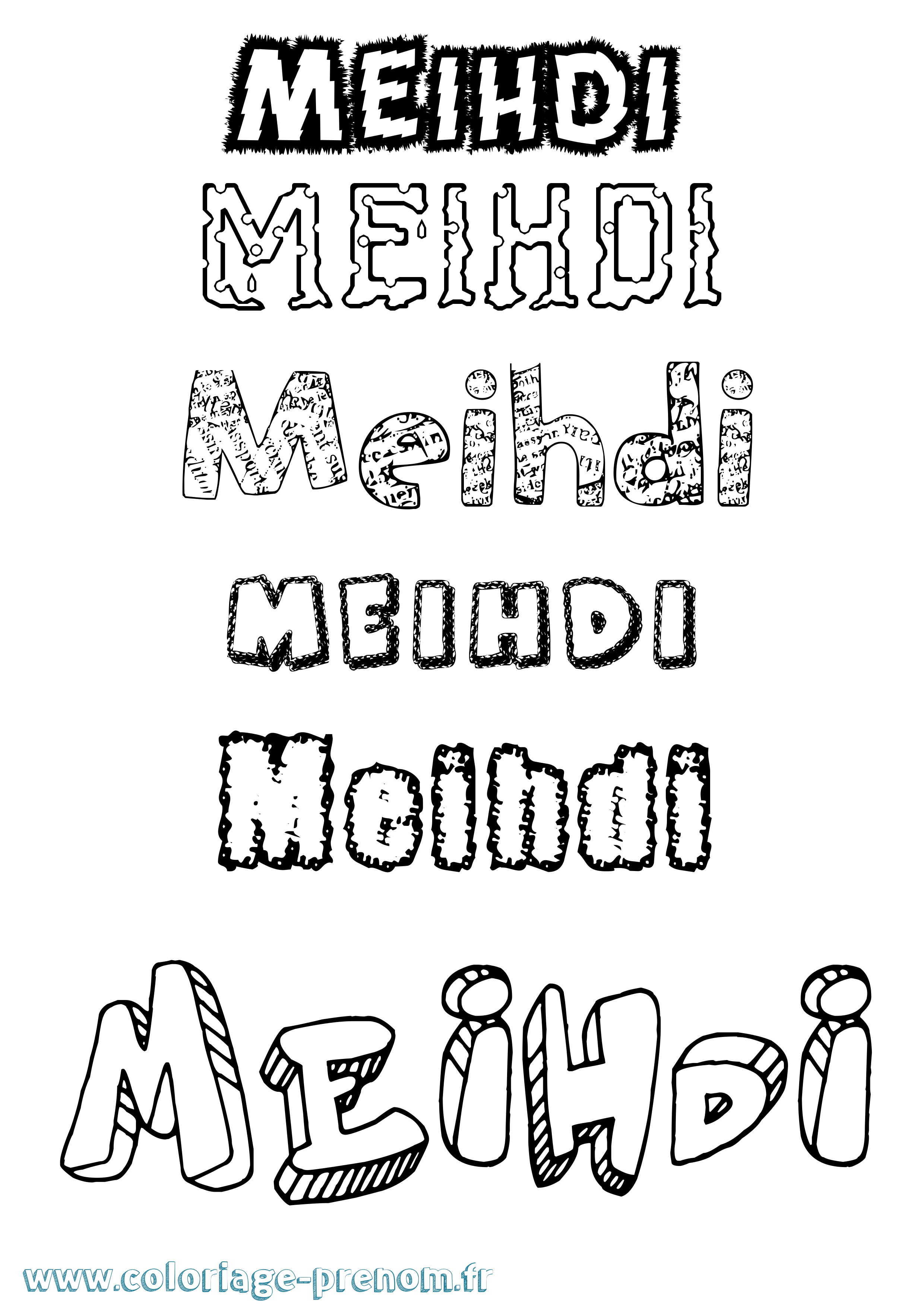 Coloriage prénom Meihdi Destructuré