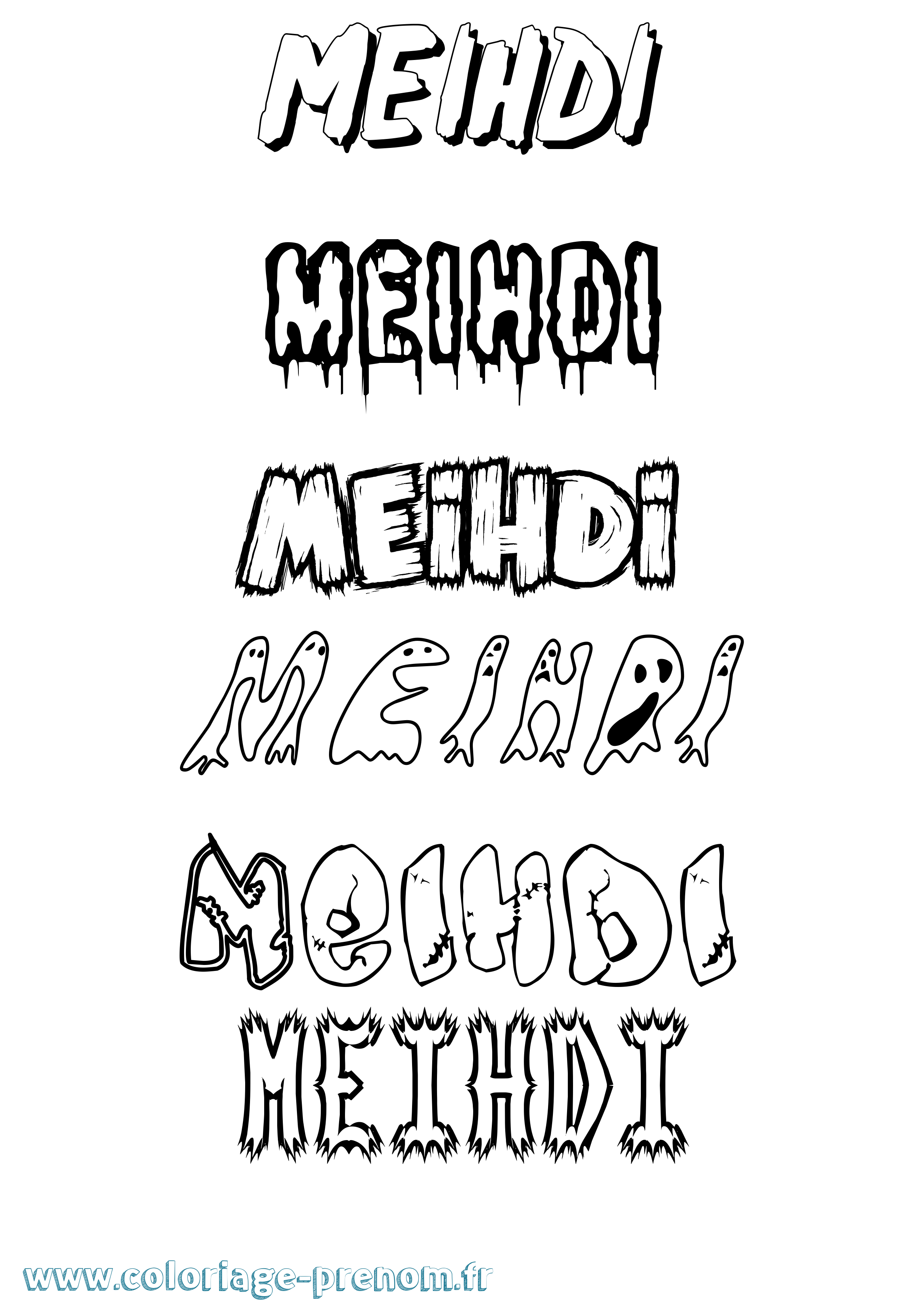 Coloriage prénom Meihdi Frisson