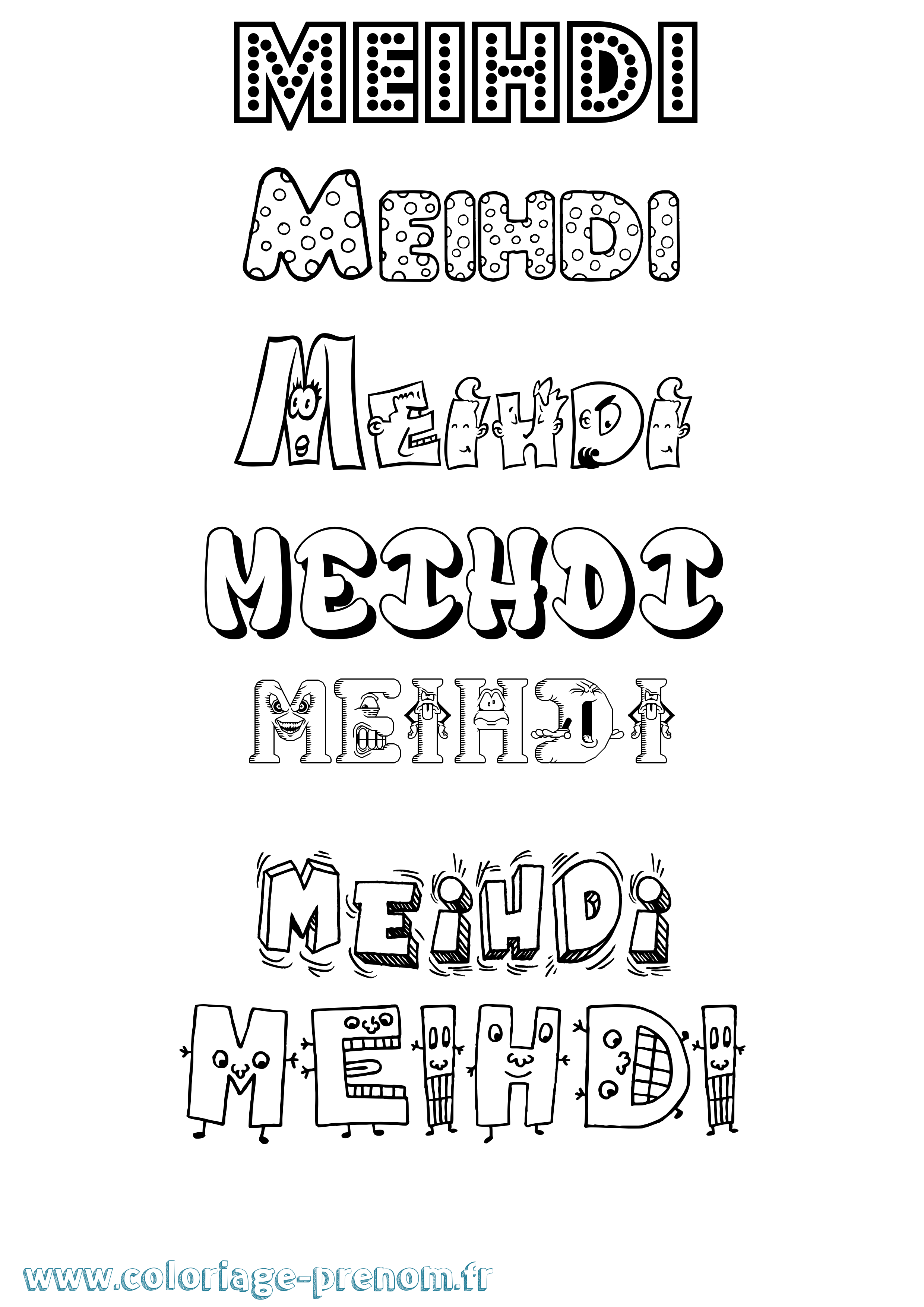Coloriage prénom Meihdi Fun