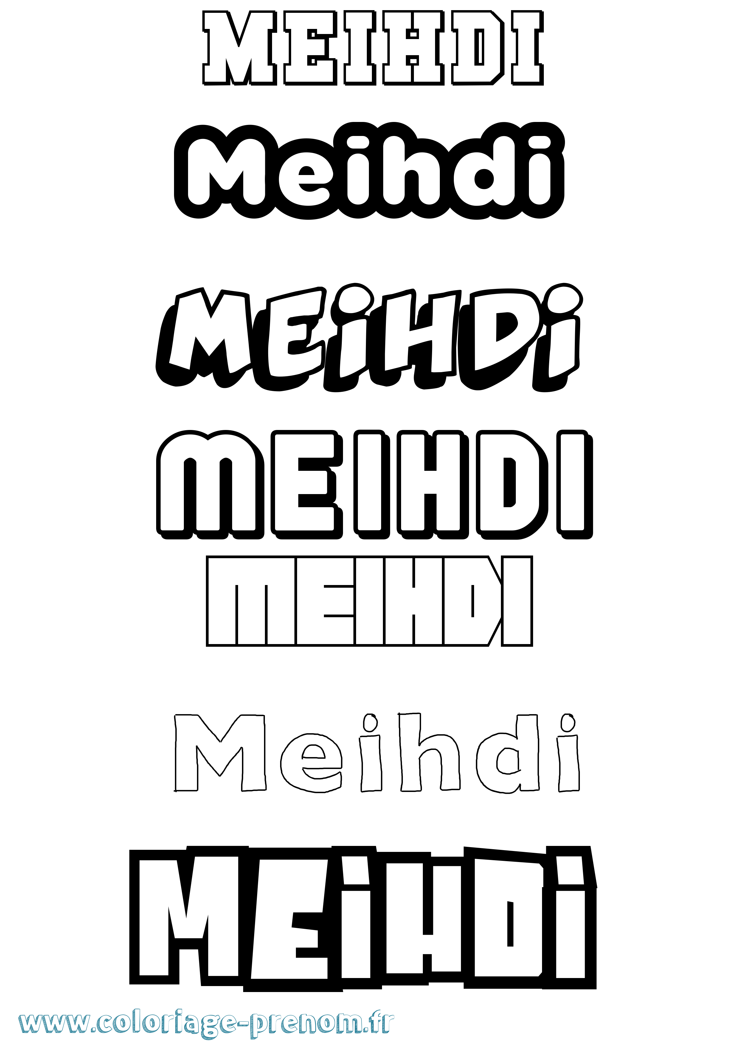 Coloriage prénom Meihdi Simple