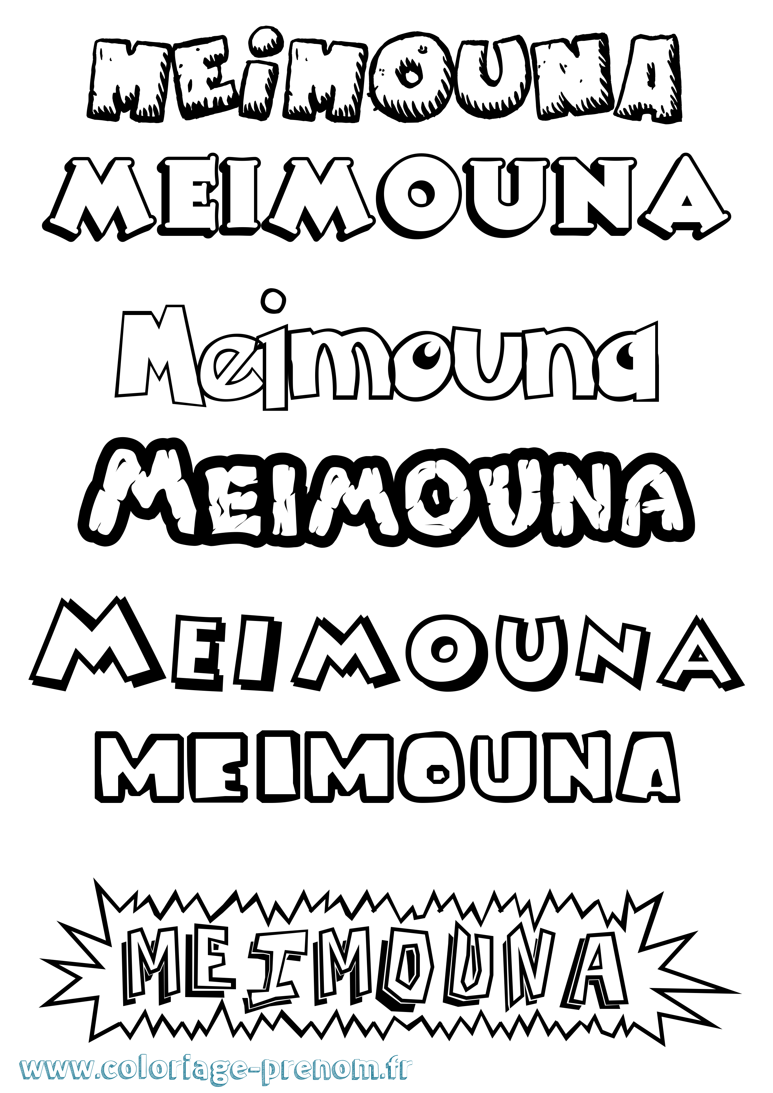 Coloriage prénom Meimouna Dessin Animé