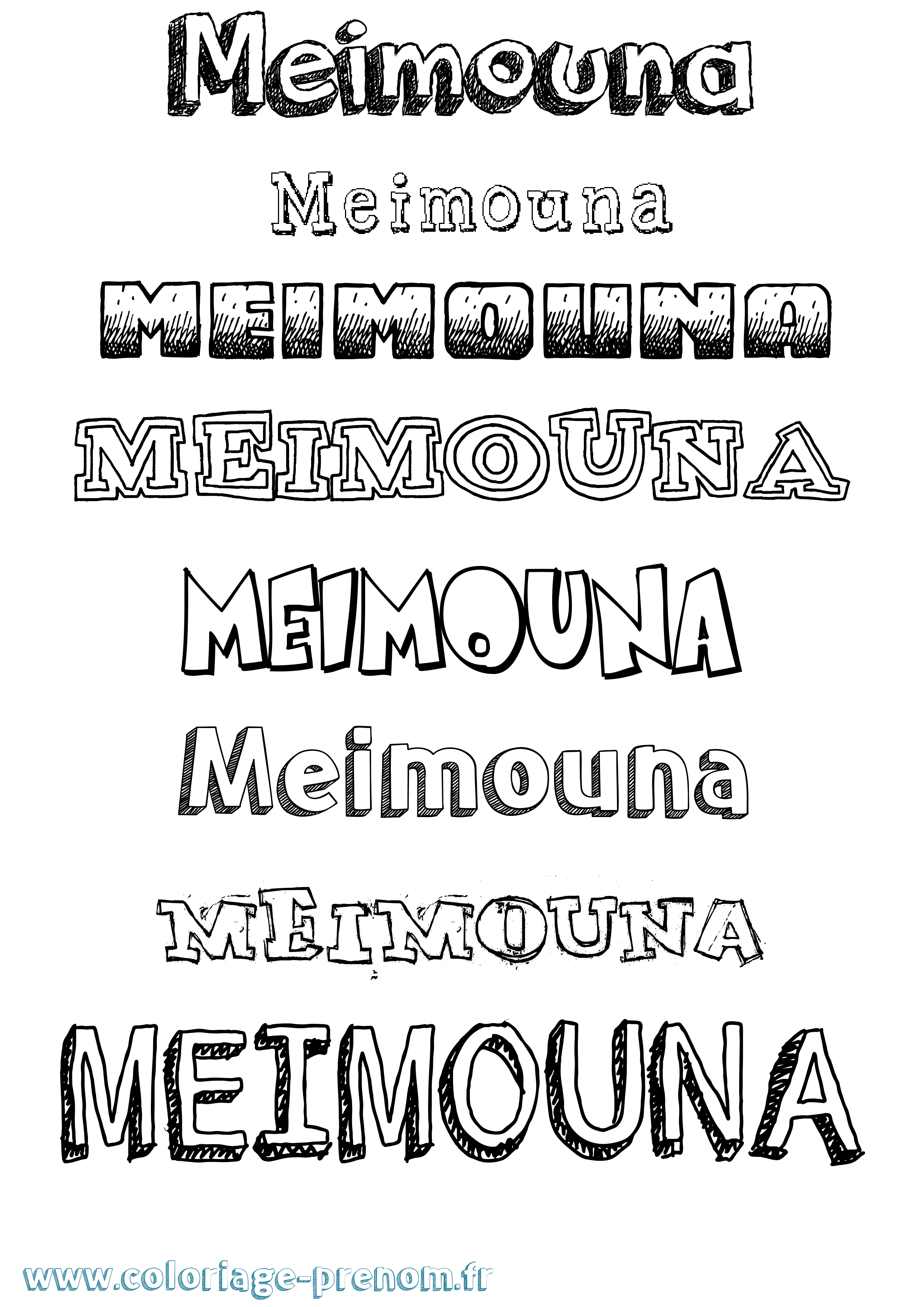 Coloriage prénom Meimouna Dessiné