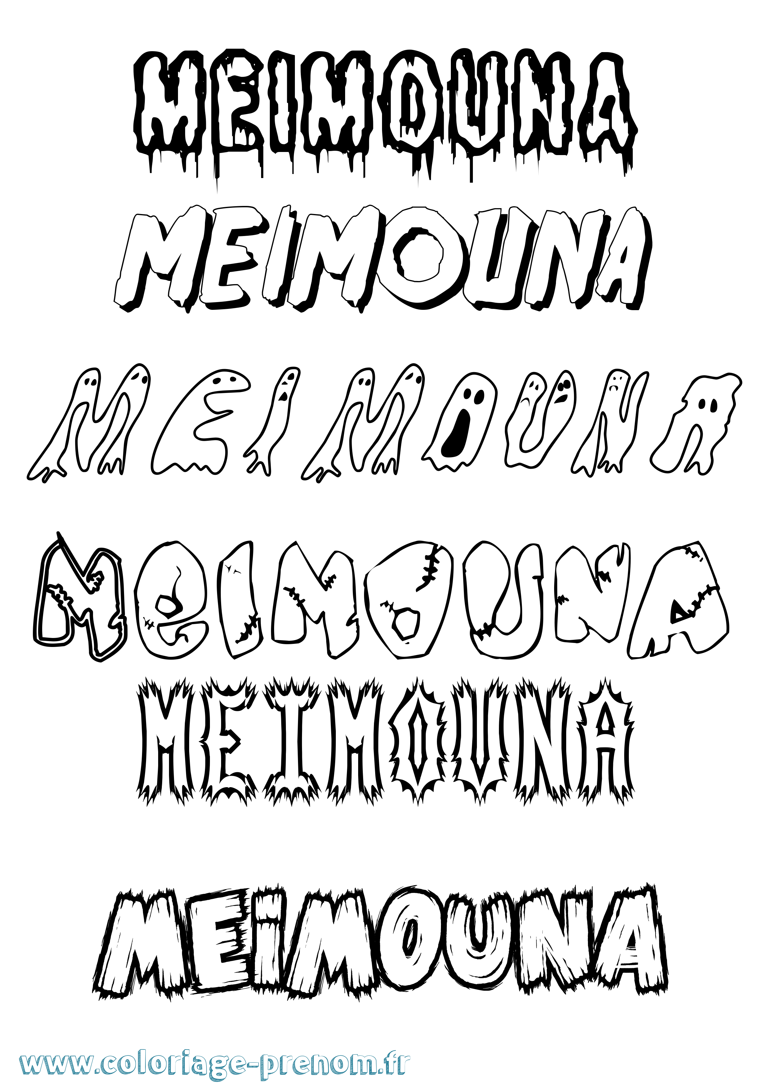 Coloriage prénom Meimouna Frisson