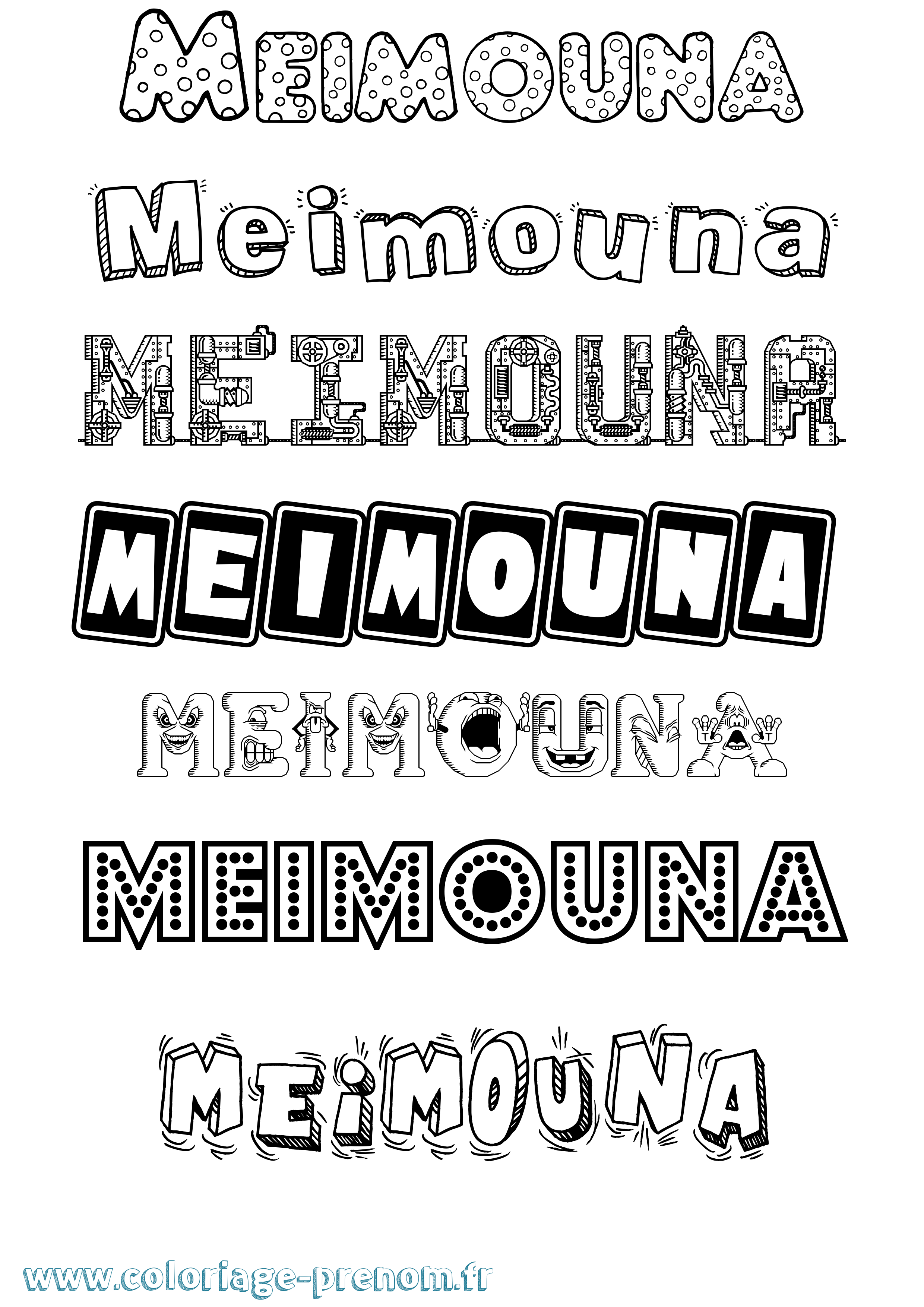 Coloriage prénom Meimouna Fun