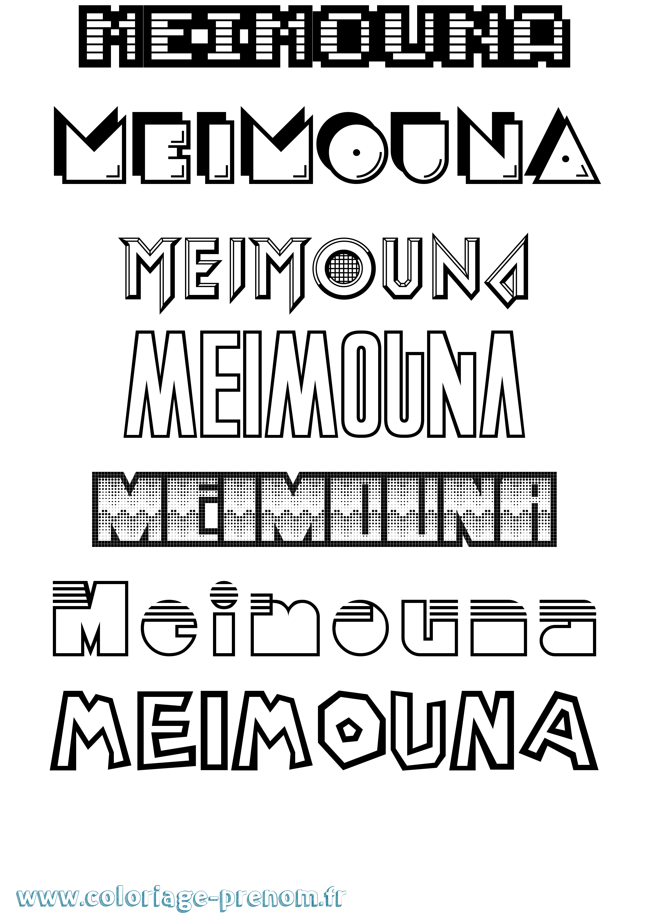 Coloriage prénom Meimouna Jeux Vidéos