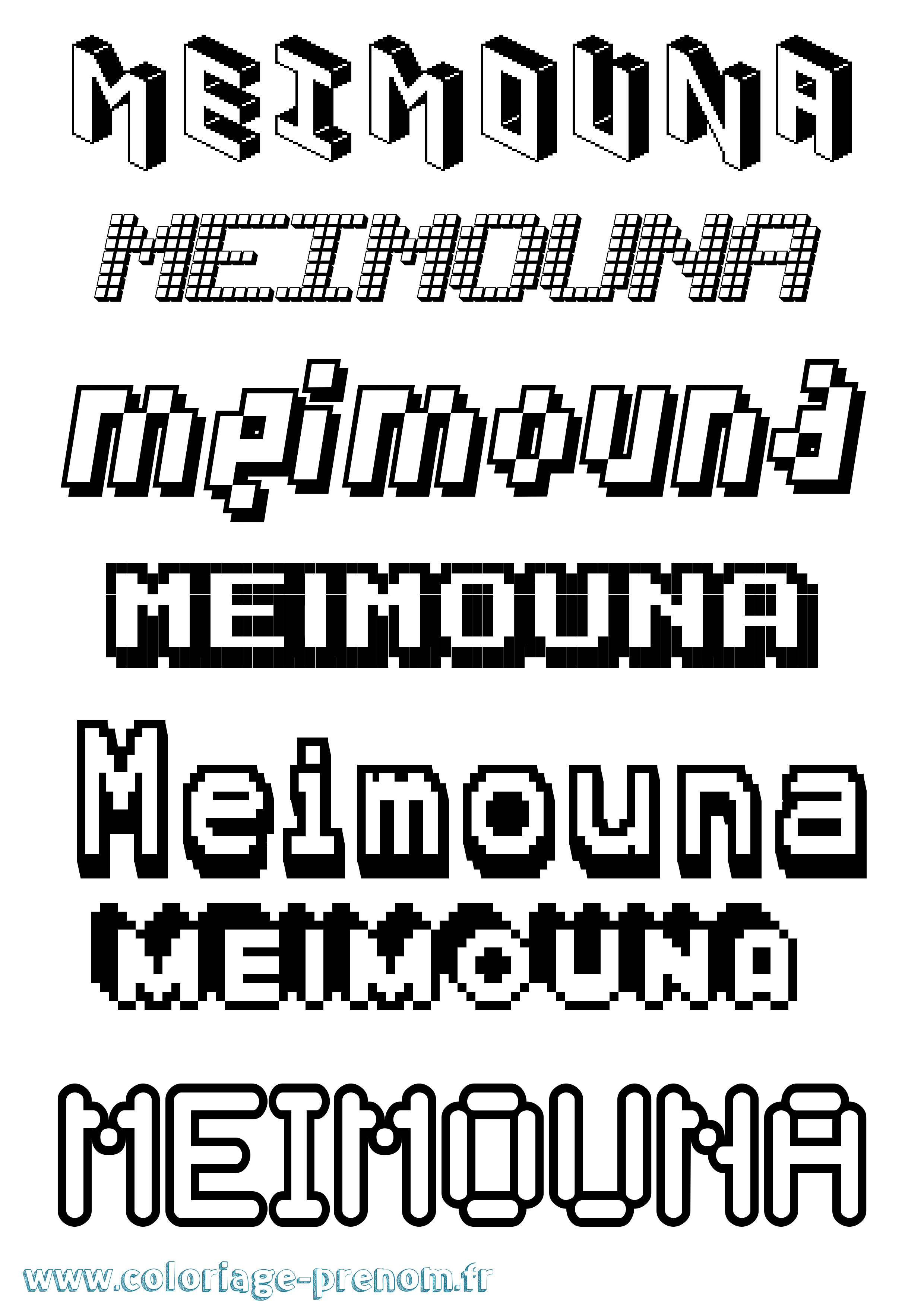 Coloriage prénom Meimouna Pixel