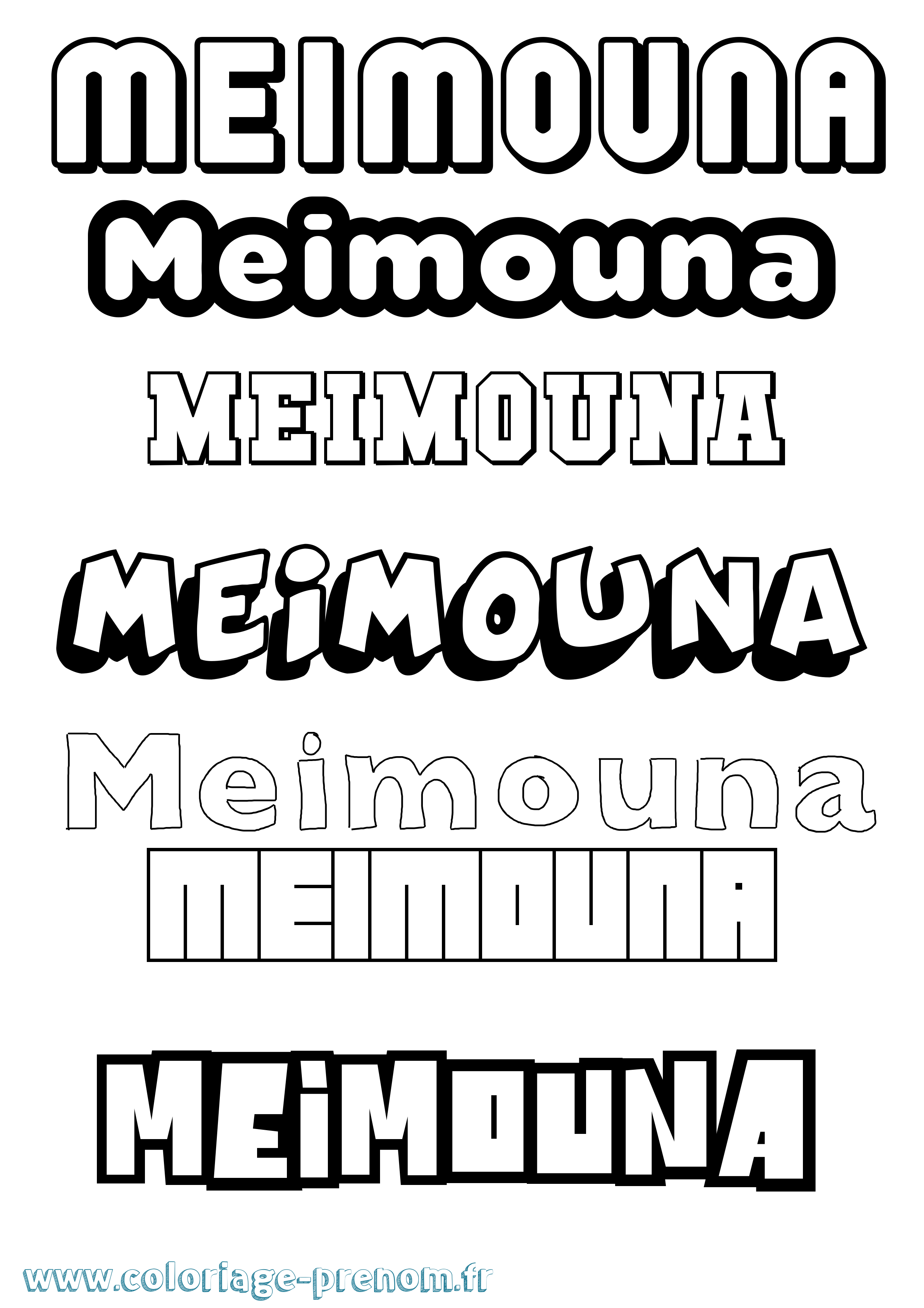 Coloriage prénom Meimouna Simple