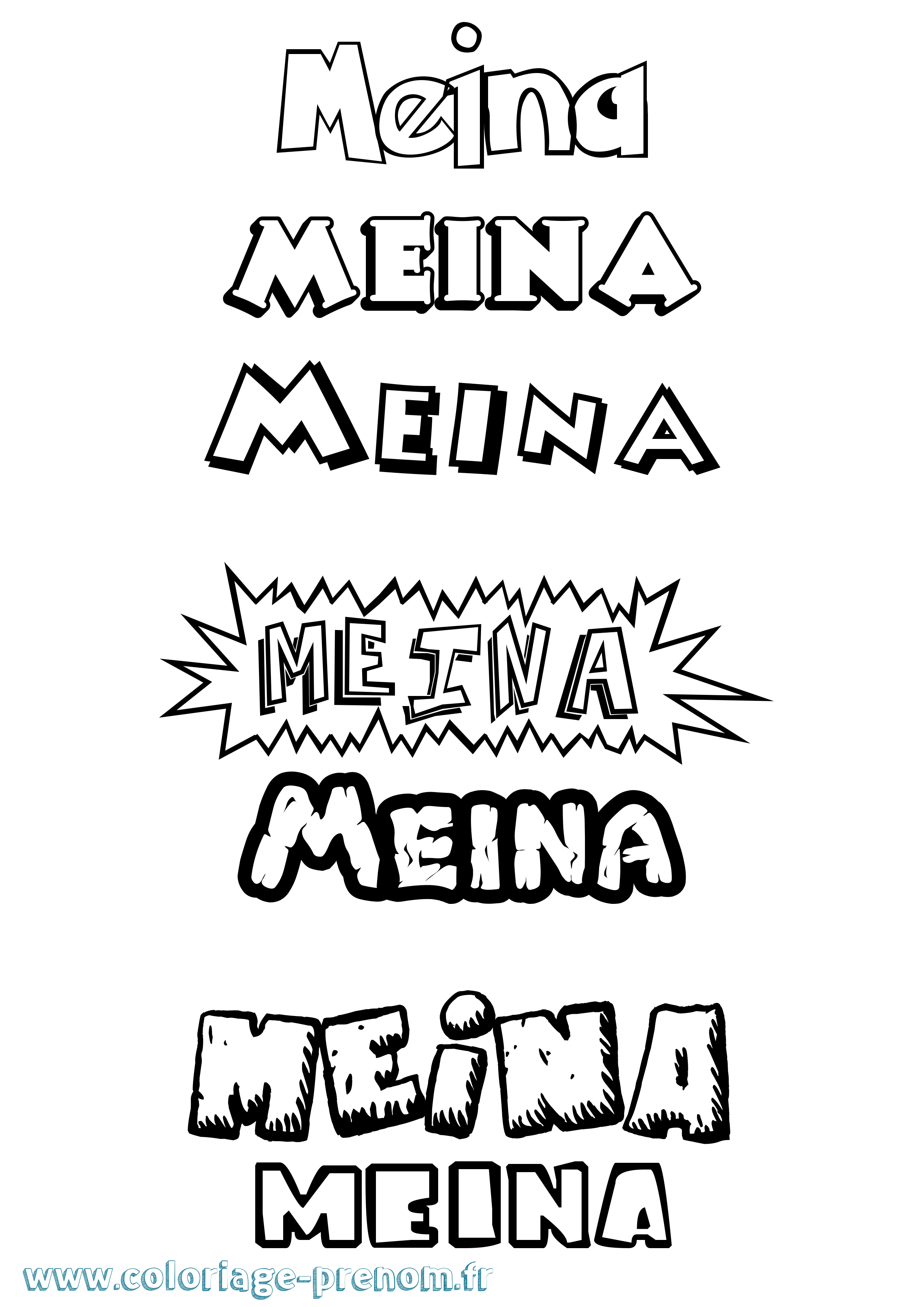Coloriage prénom Meina Dessin Animé