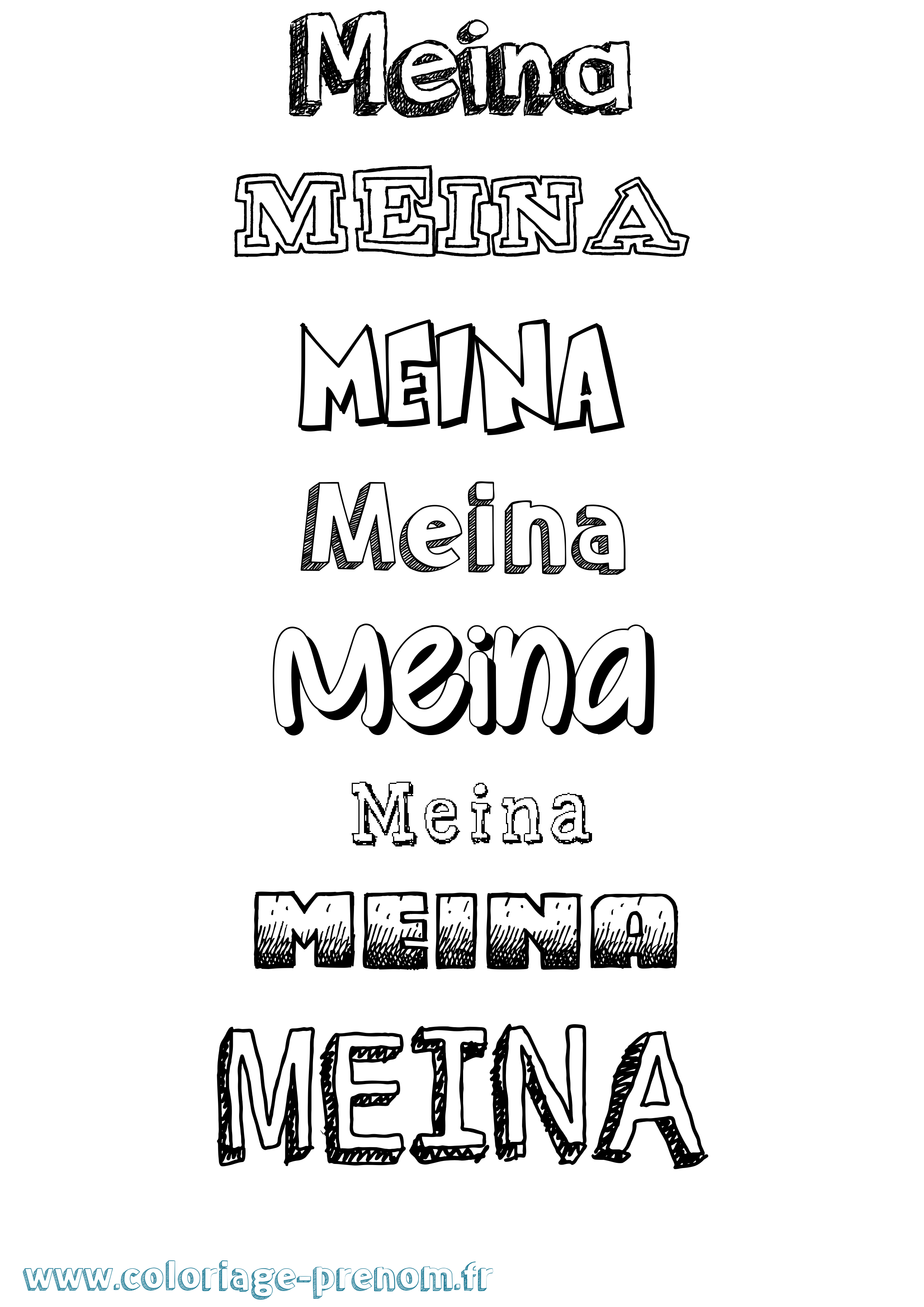Coloriage prénom Meina Dessiné