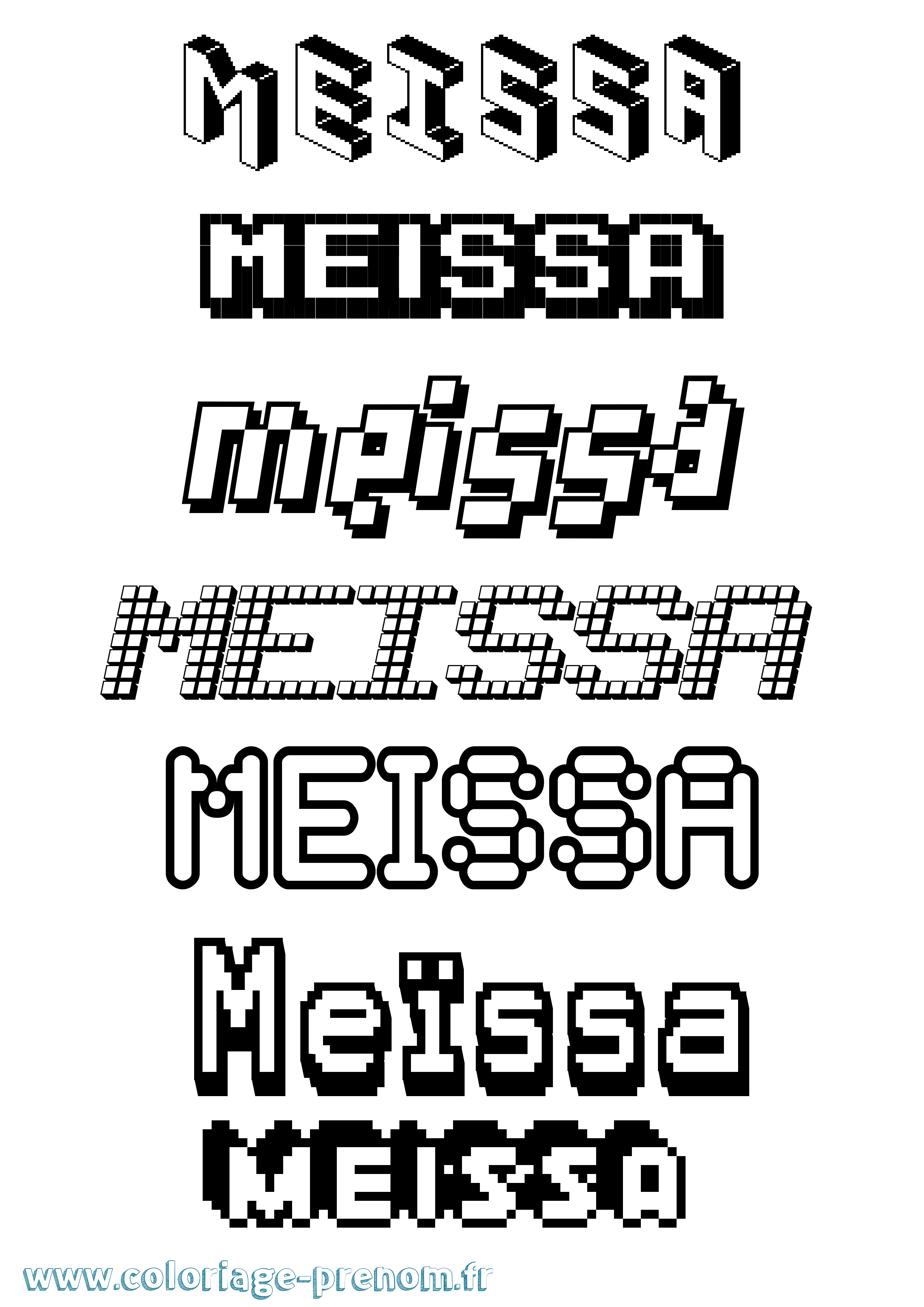 Coloriage prénom Meïssa Pixel