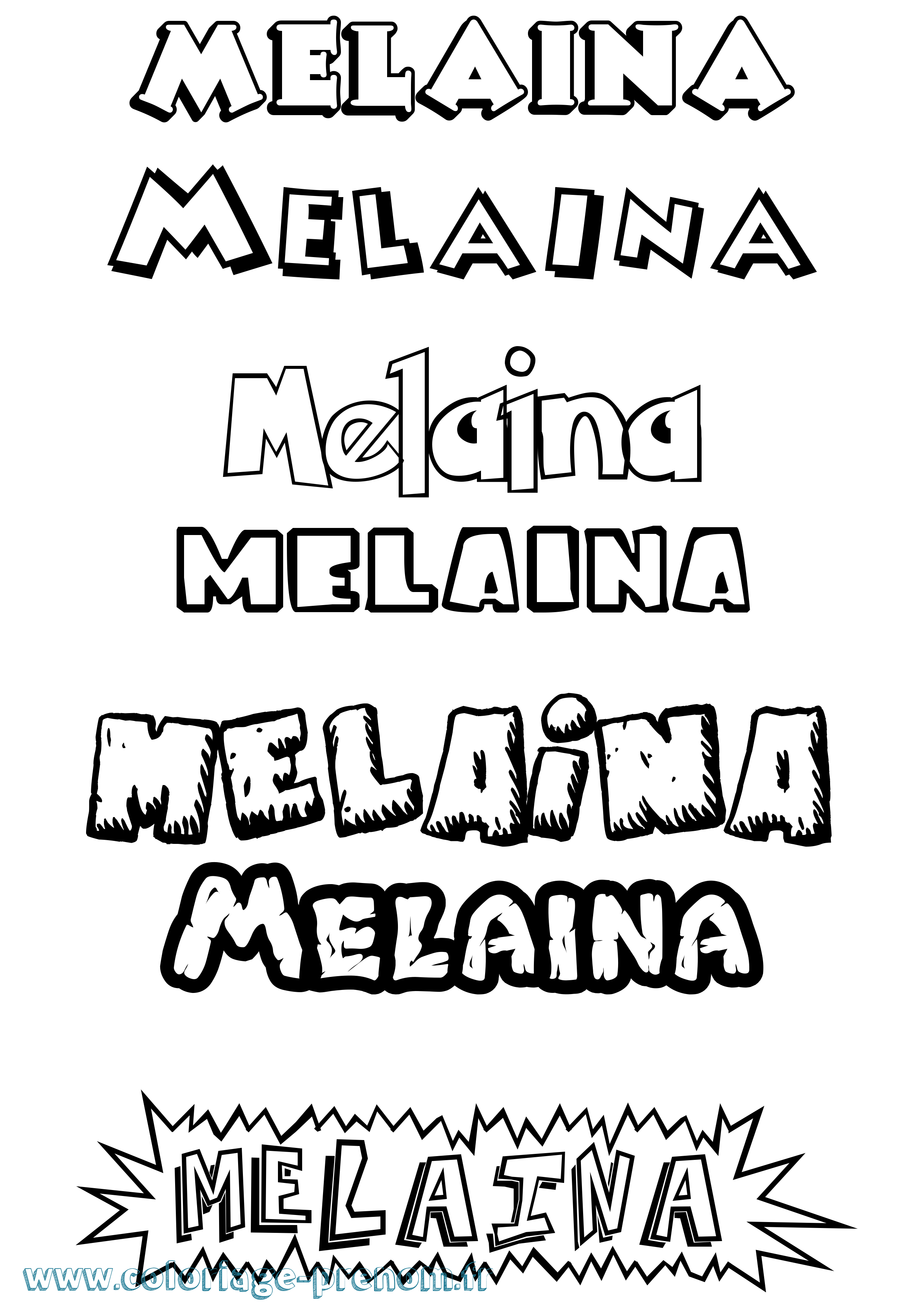 Coloriage prénom Melaina Dessin Animé