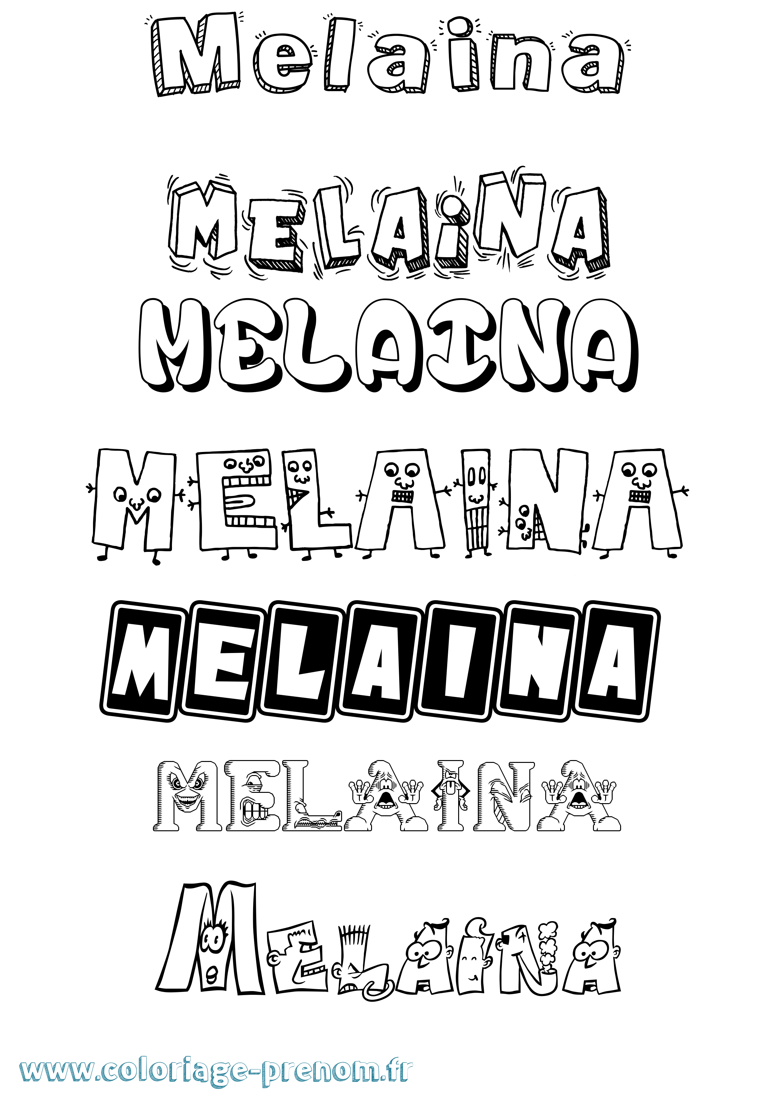 Coloriage prénom Melaina Fun