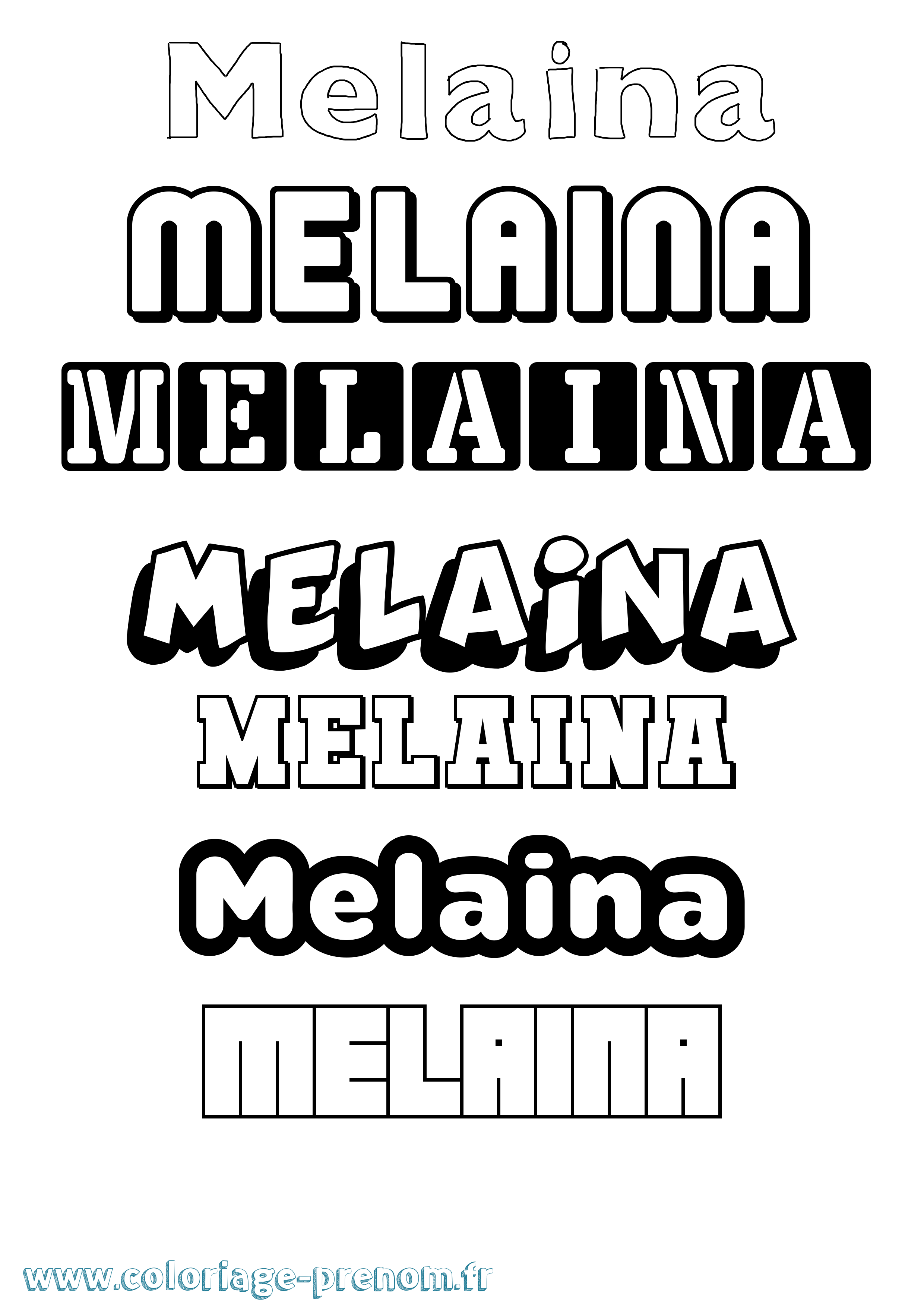 Coloriage prénom Melaina Simple