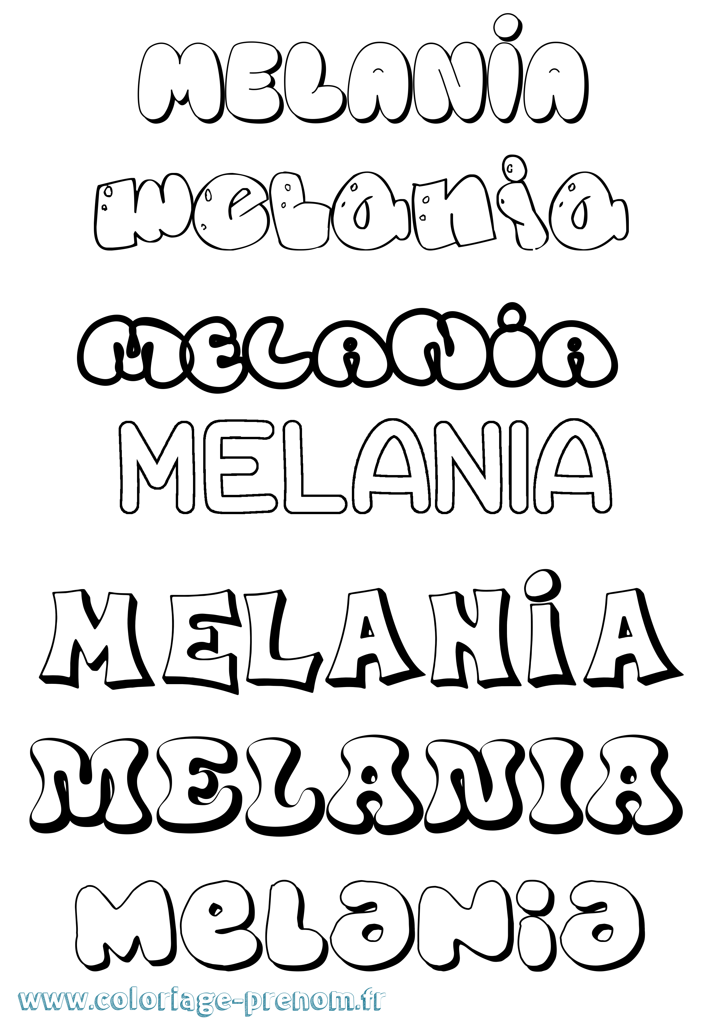 Coloriage prénom Melania Bubble