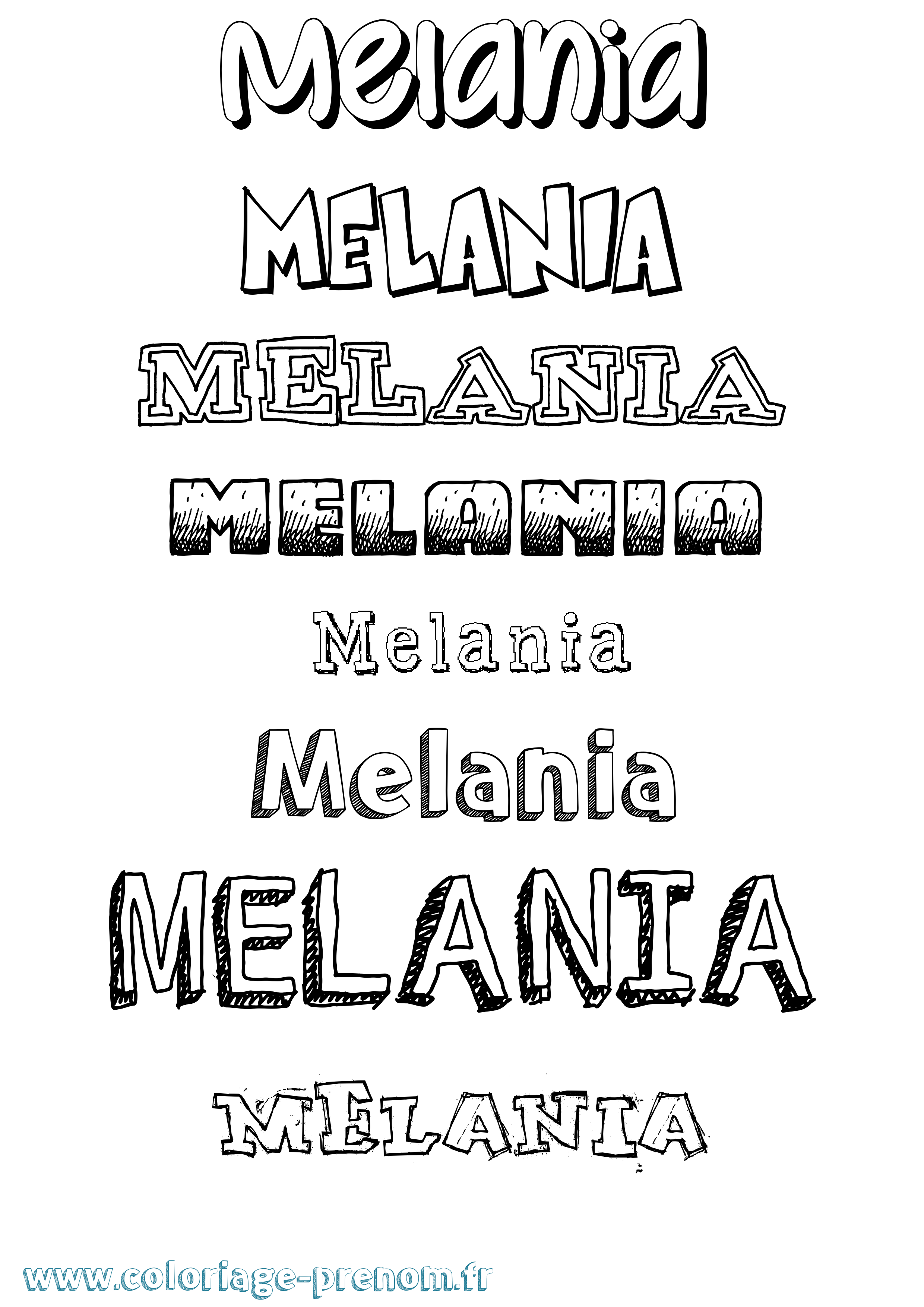 Coloriage prénom Melania Dessiné